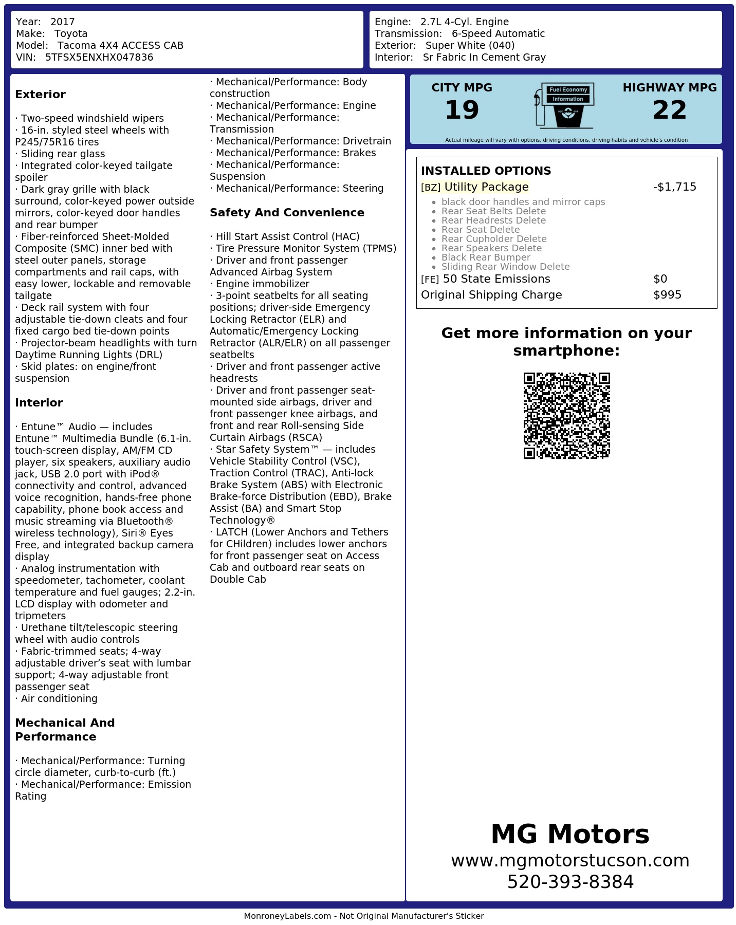 Monroney Label