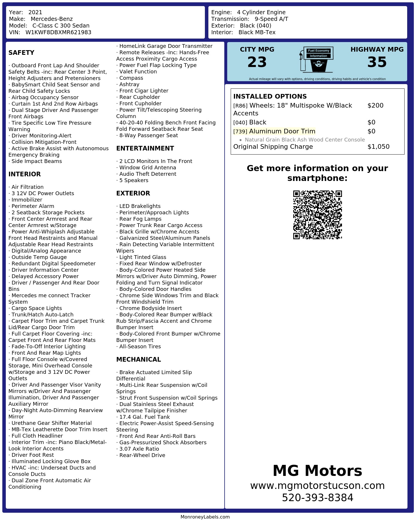 Monroney Label