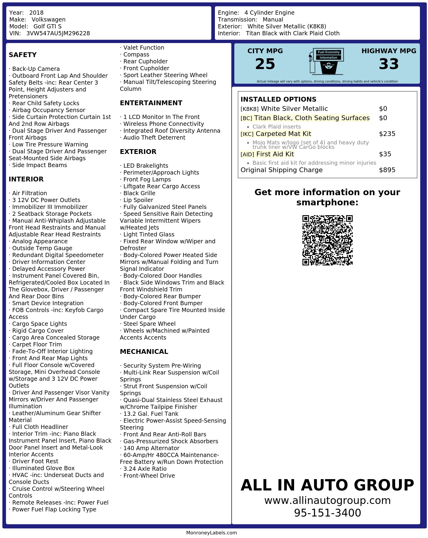Monroney Label