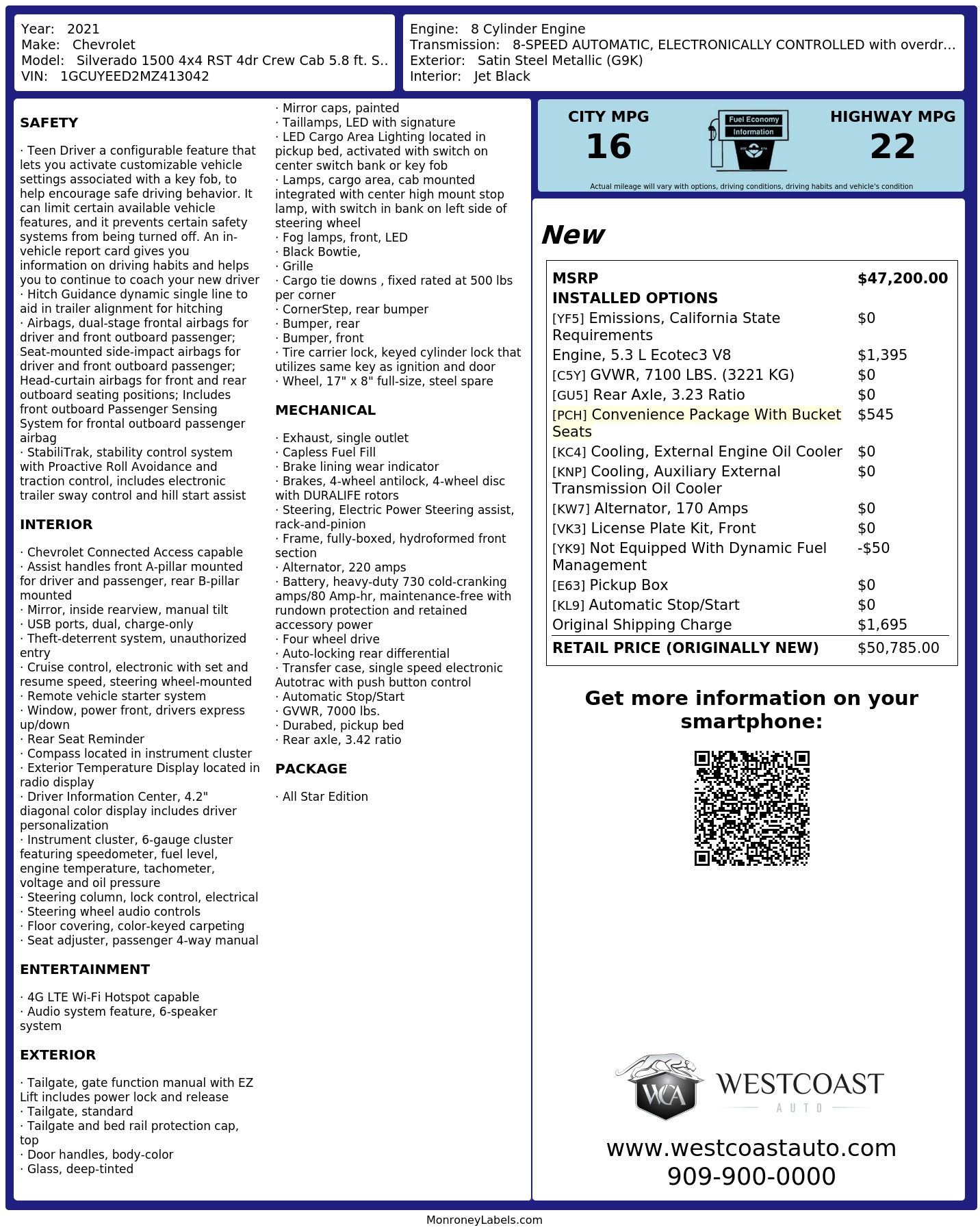 Monroney Label