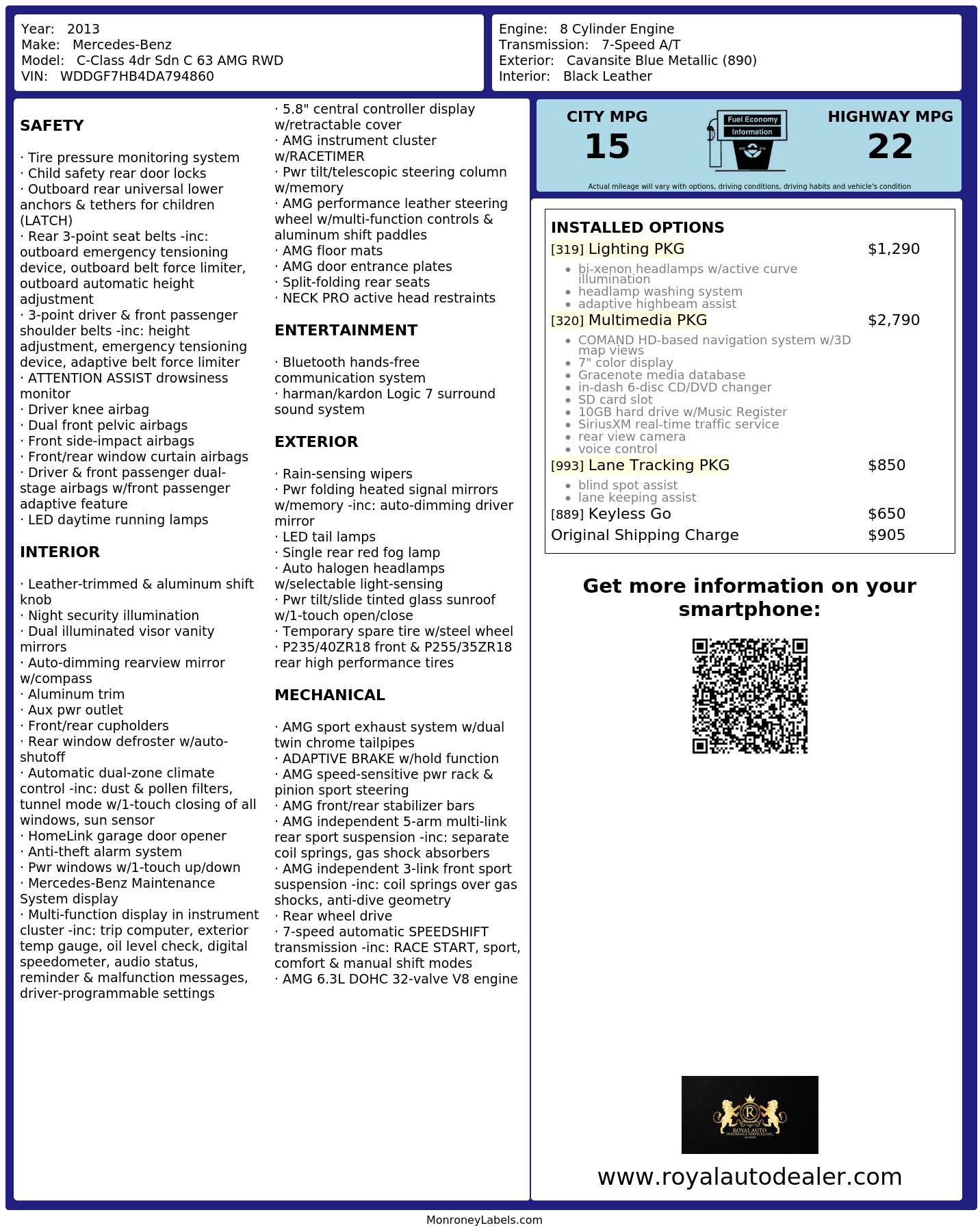 Monroney Label