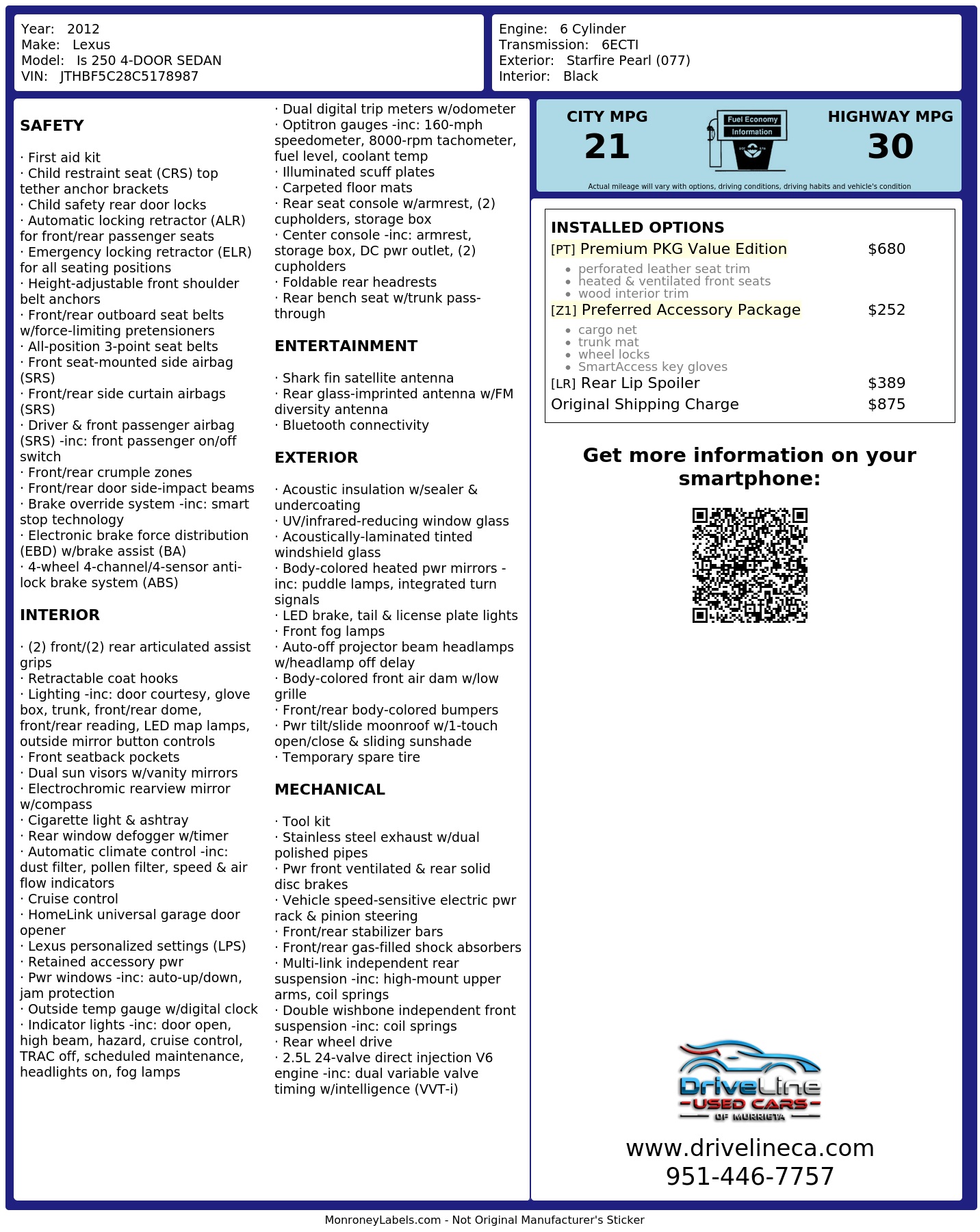 Monroney Label