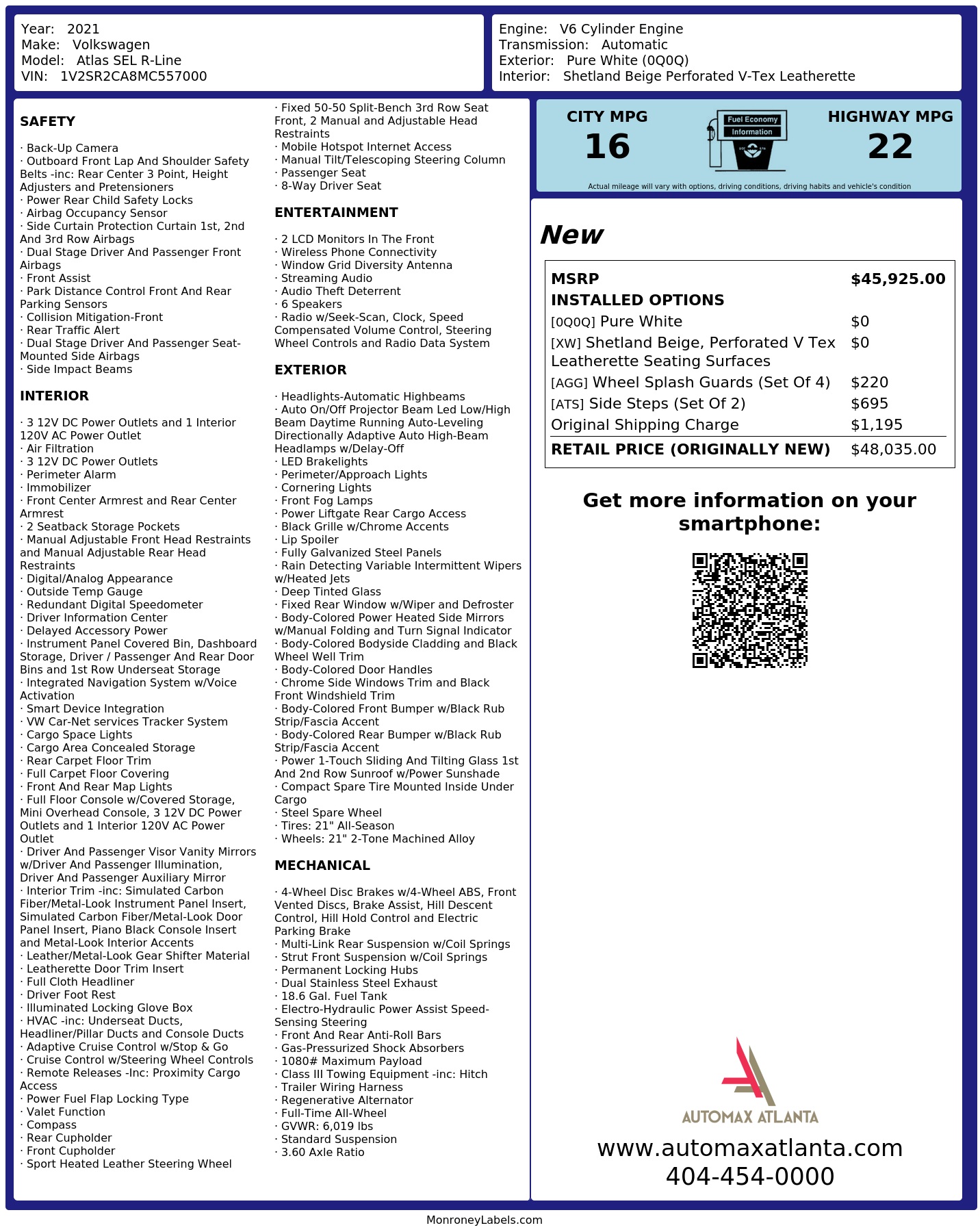 Monroney Label
