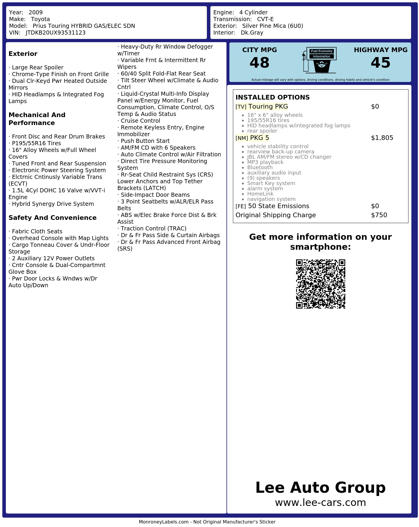 Monroney Label
