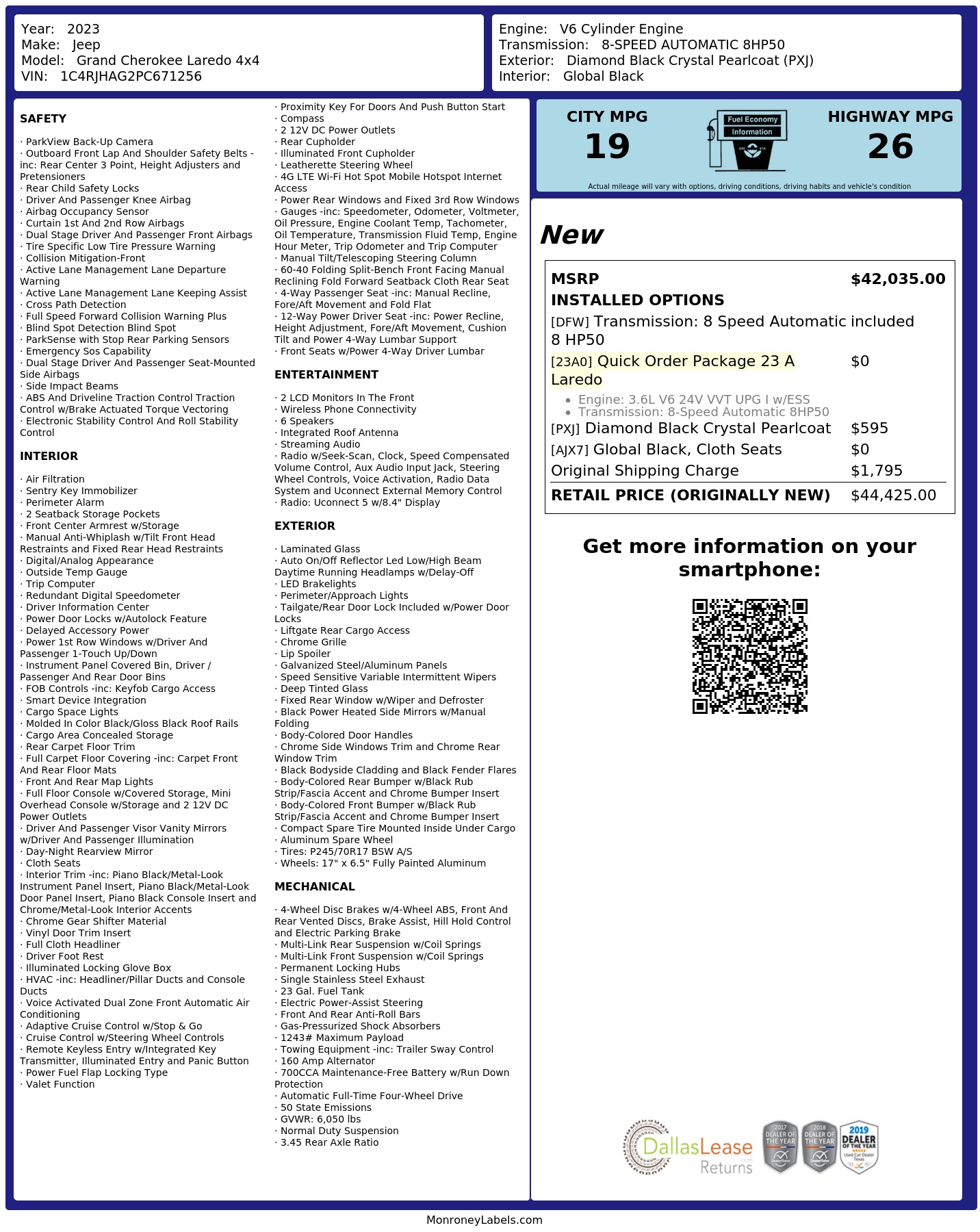 Monroney Label