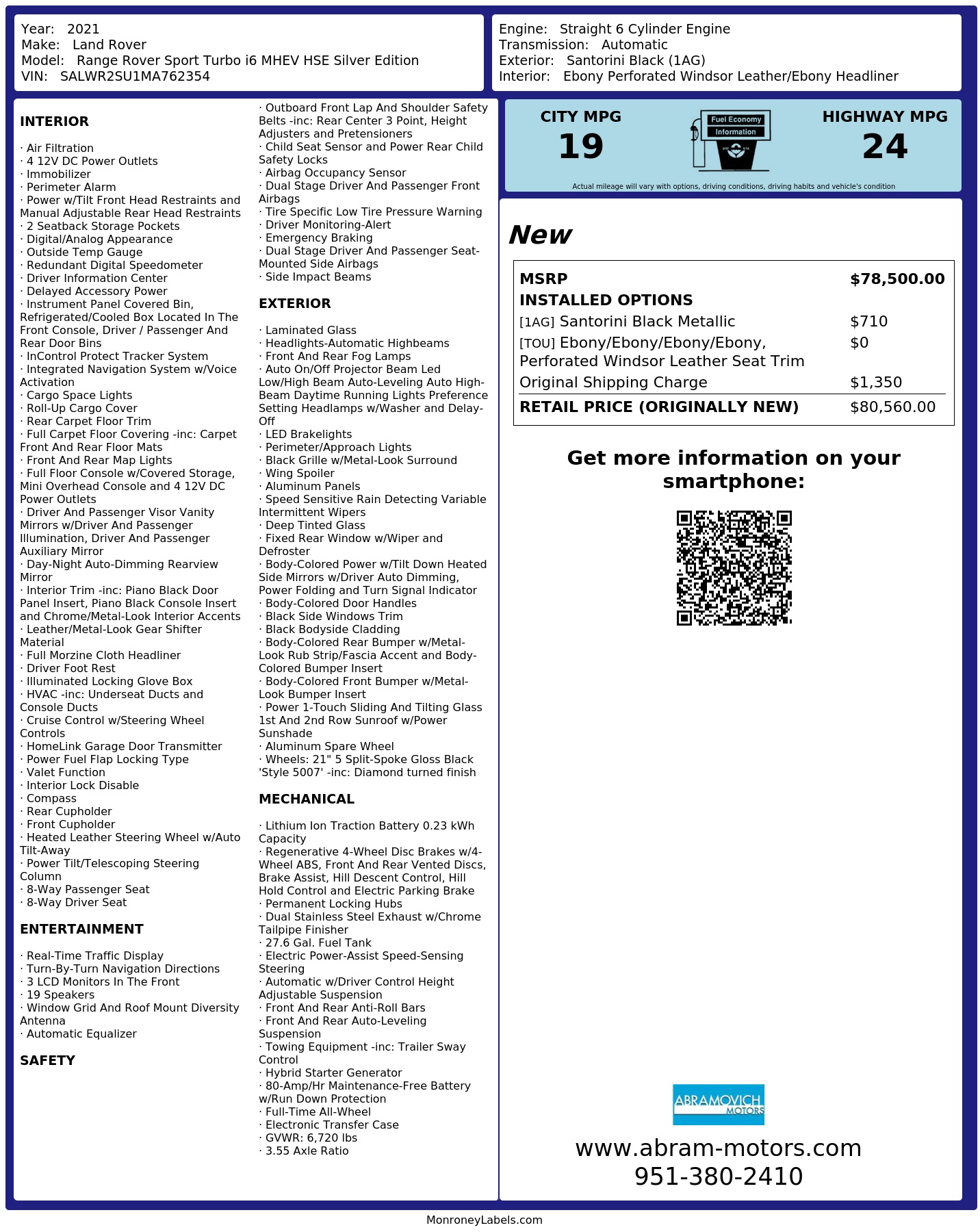 Monroney Label
