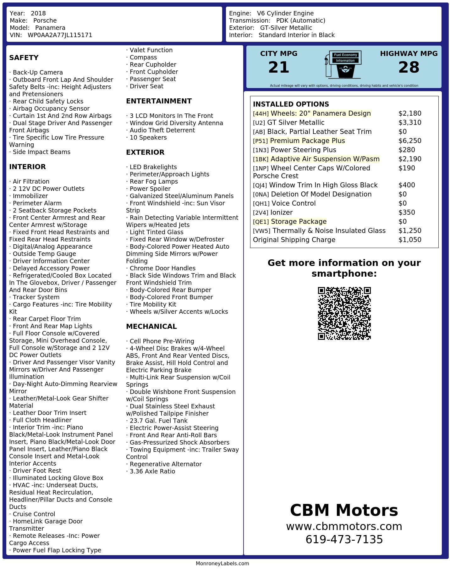 Monroney Label