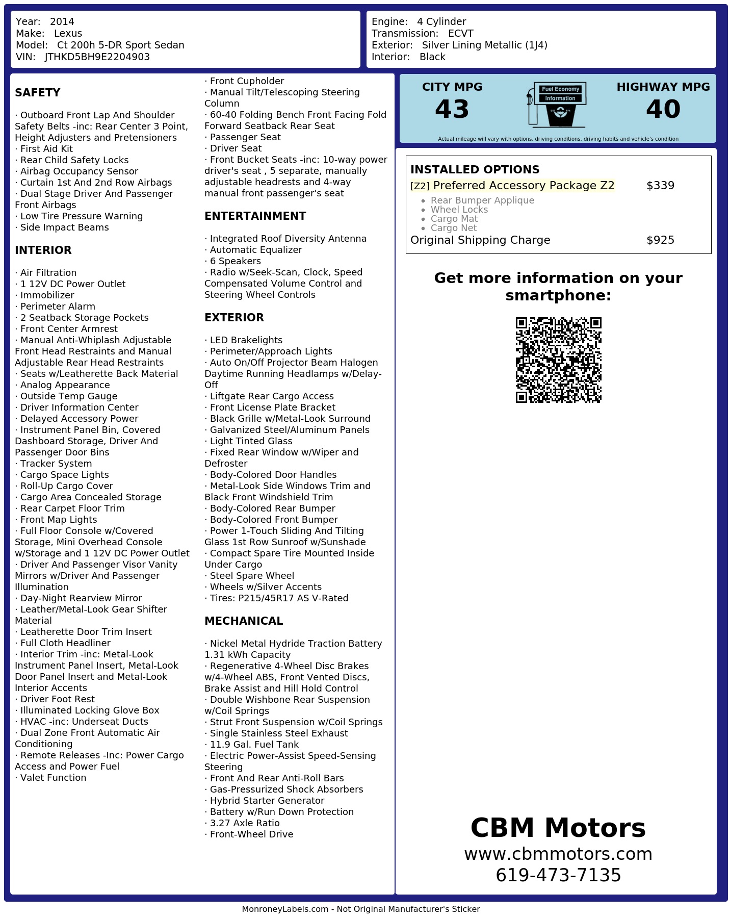 Monroney Label