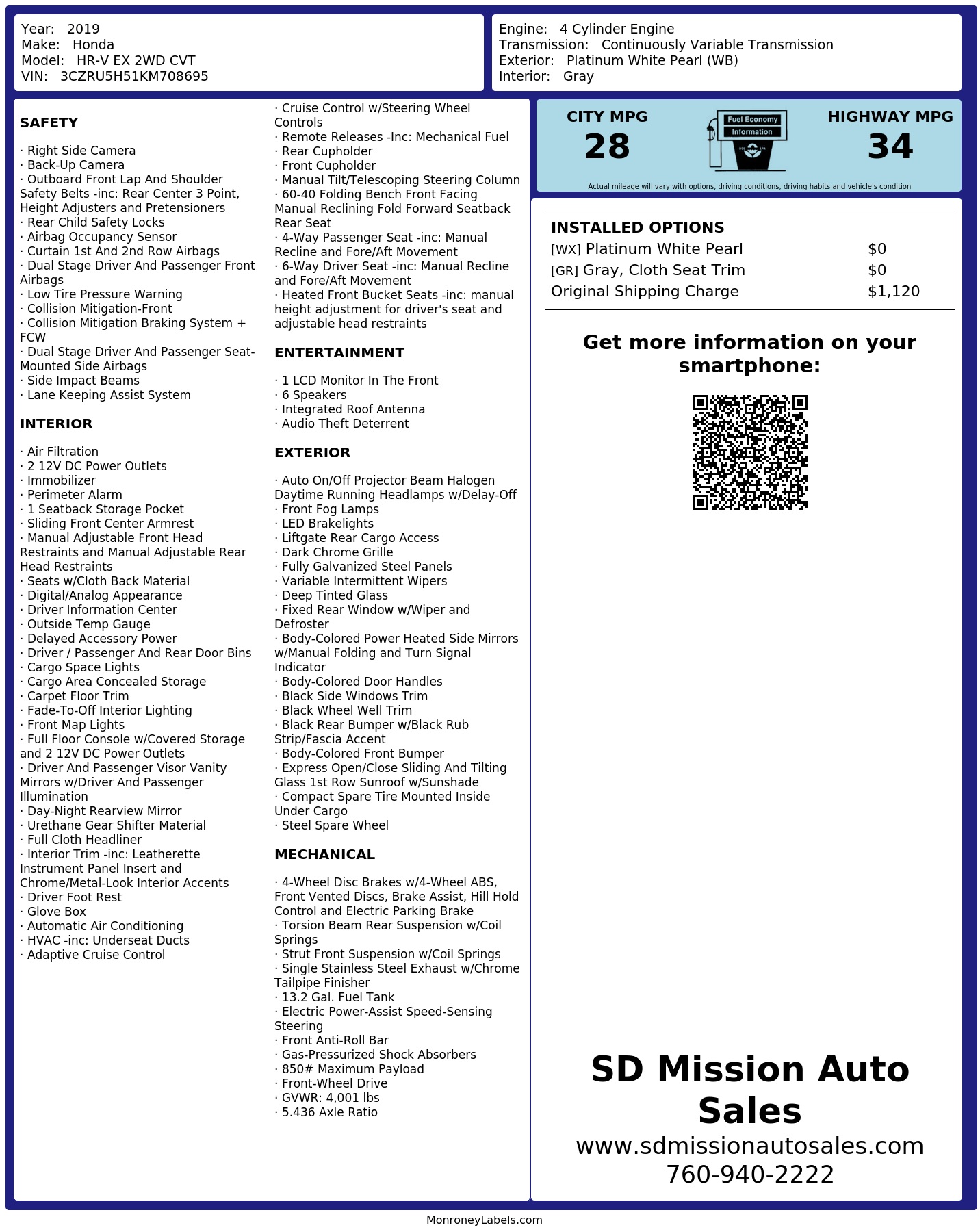 Monroney Label