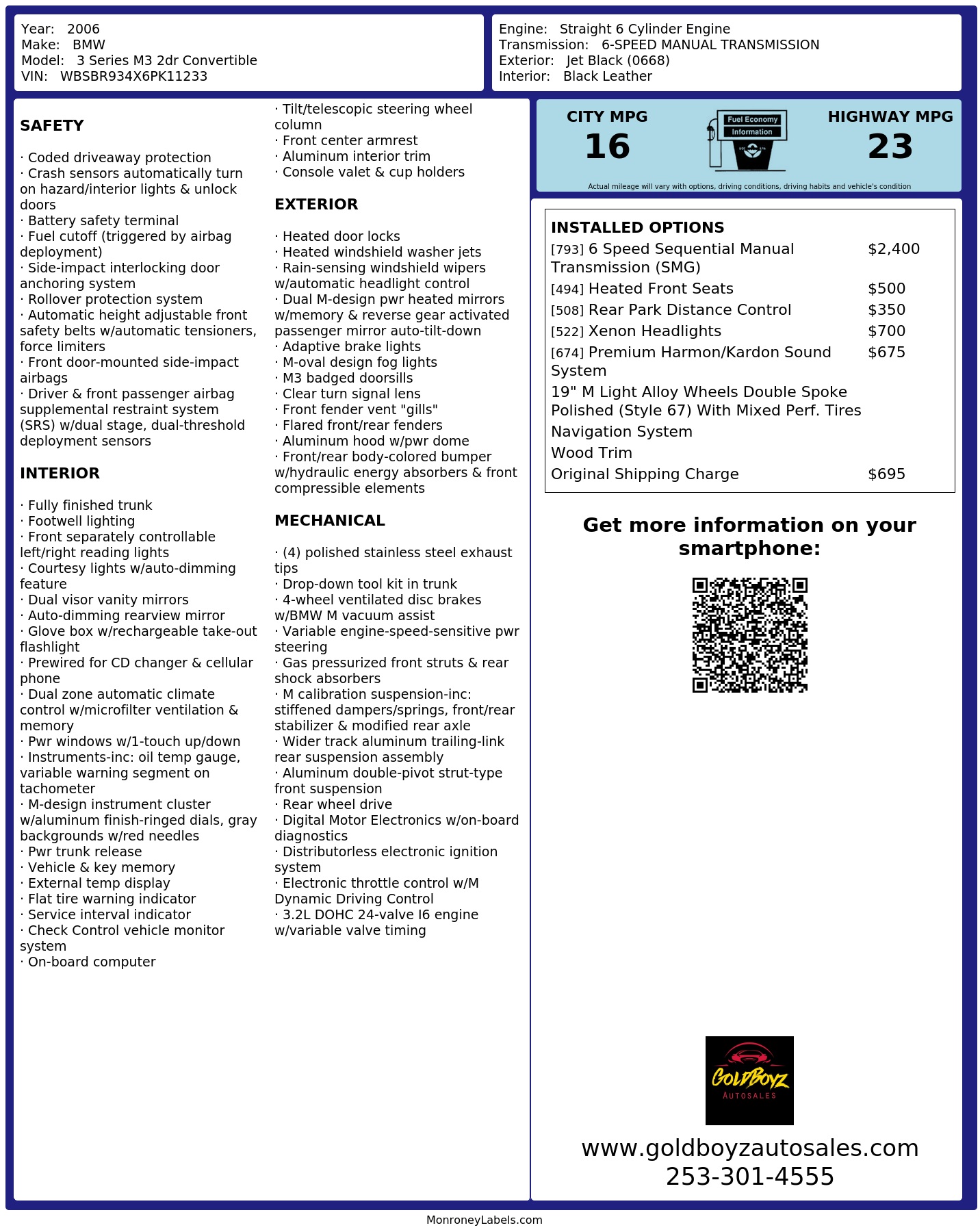 Monroney Label