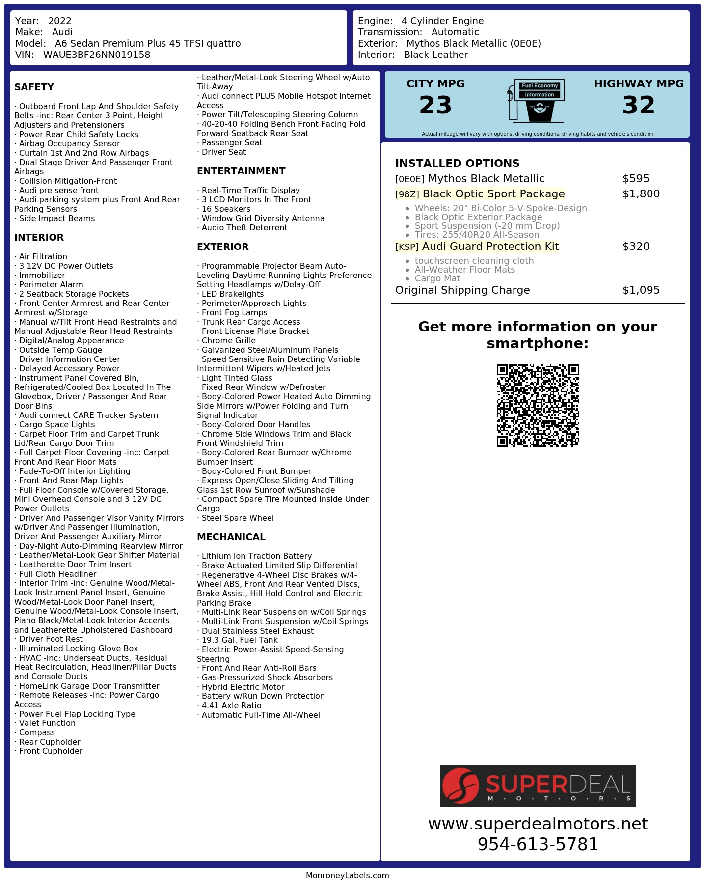 Monroney Label