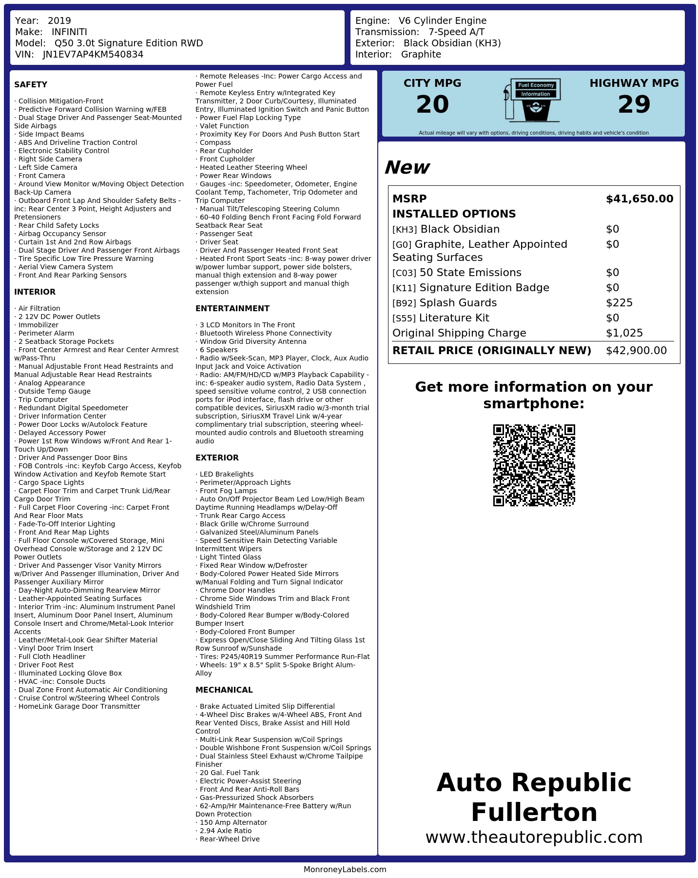 Monroney Label