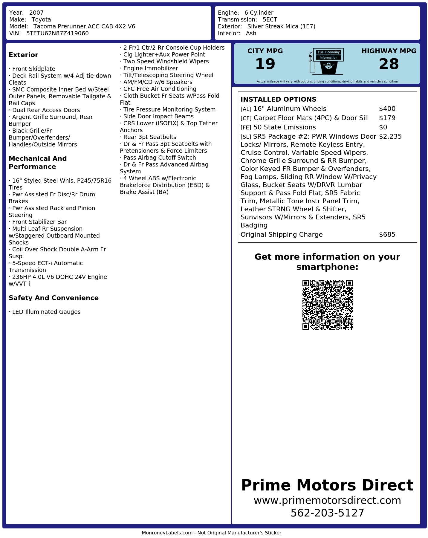Monroney Label
