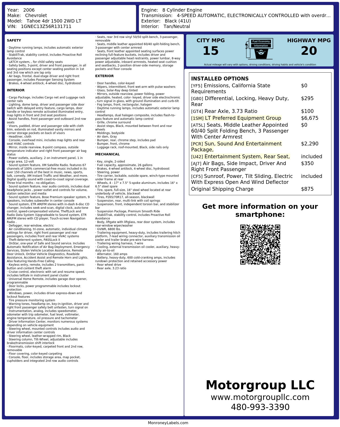 Monroney Label