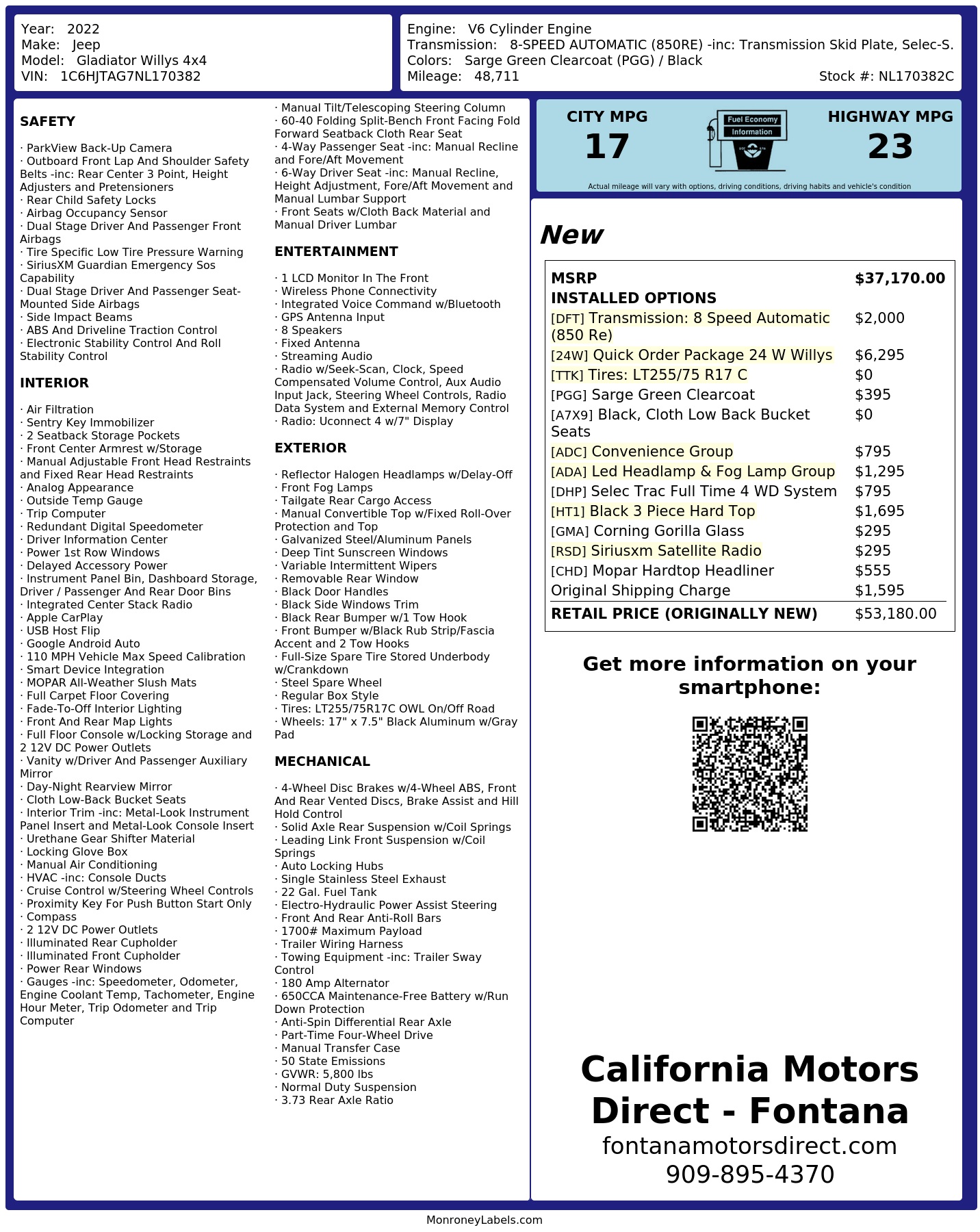 Monroney Label