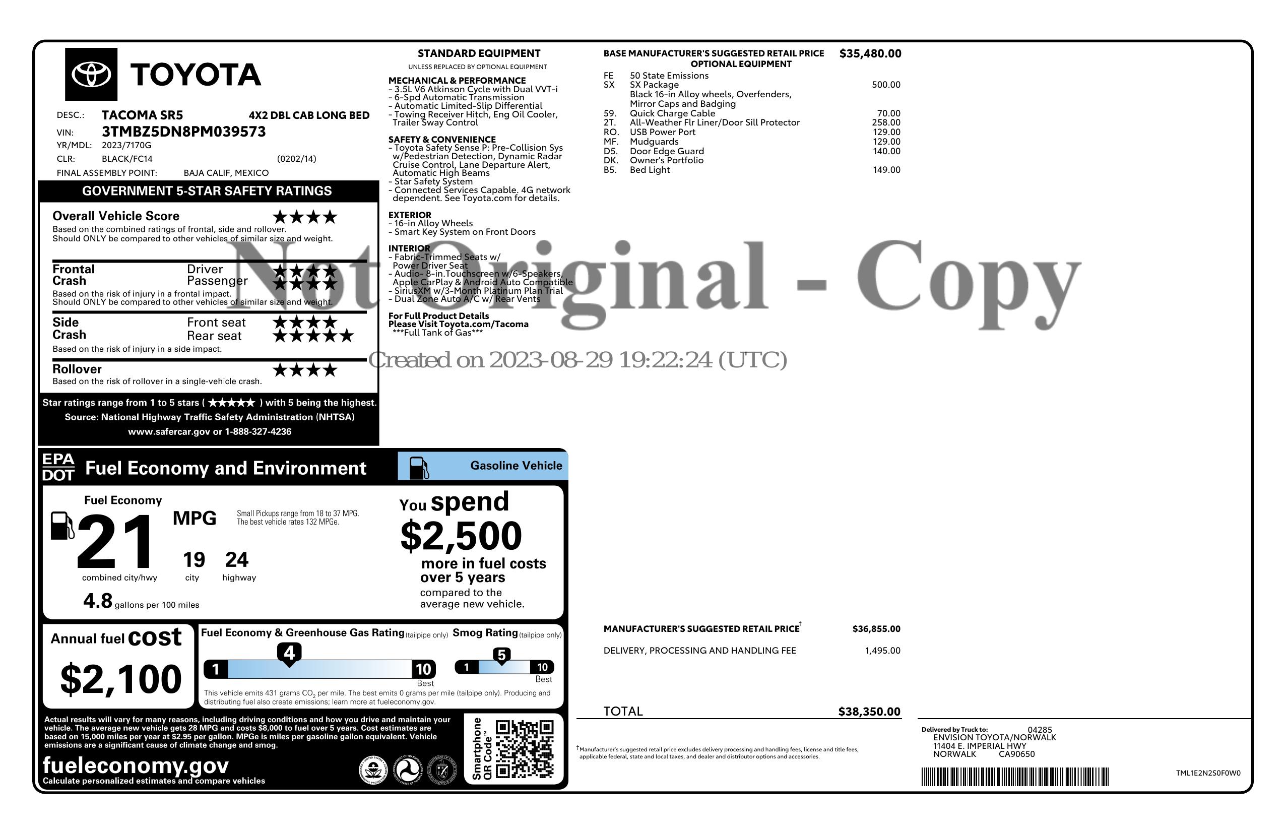Monroney Label