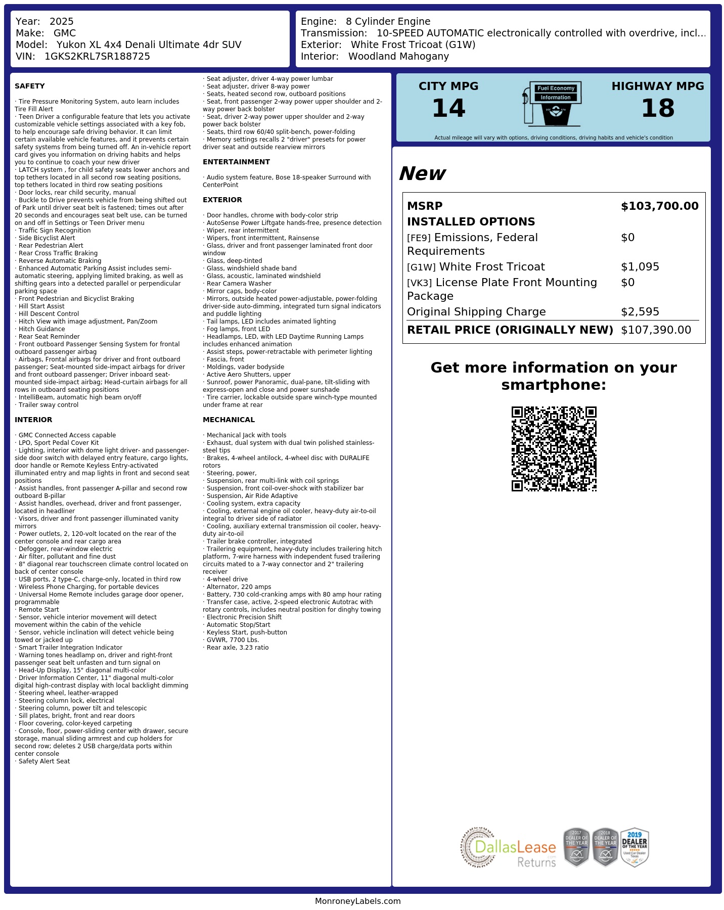 Monroney Label