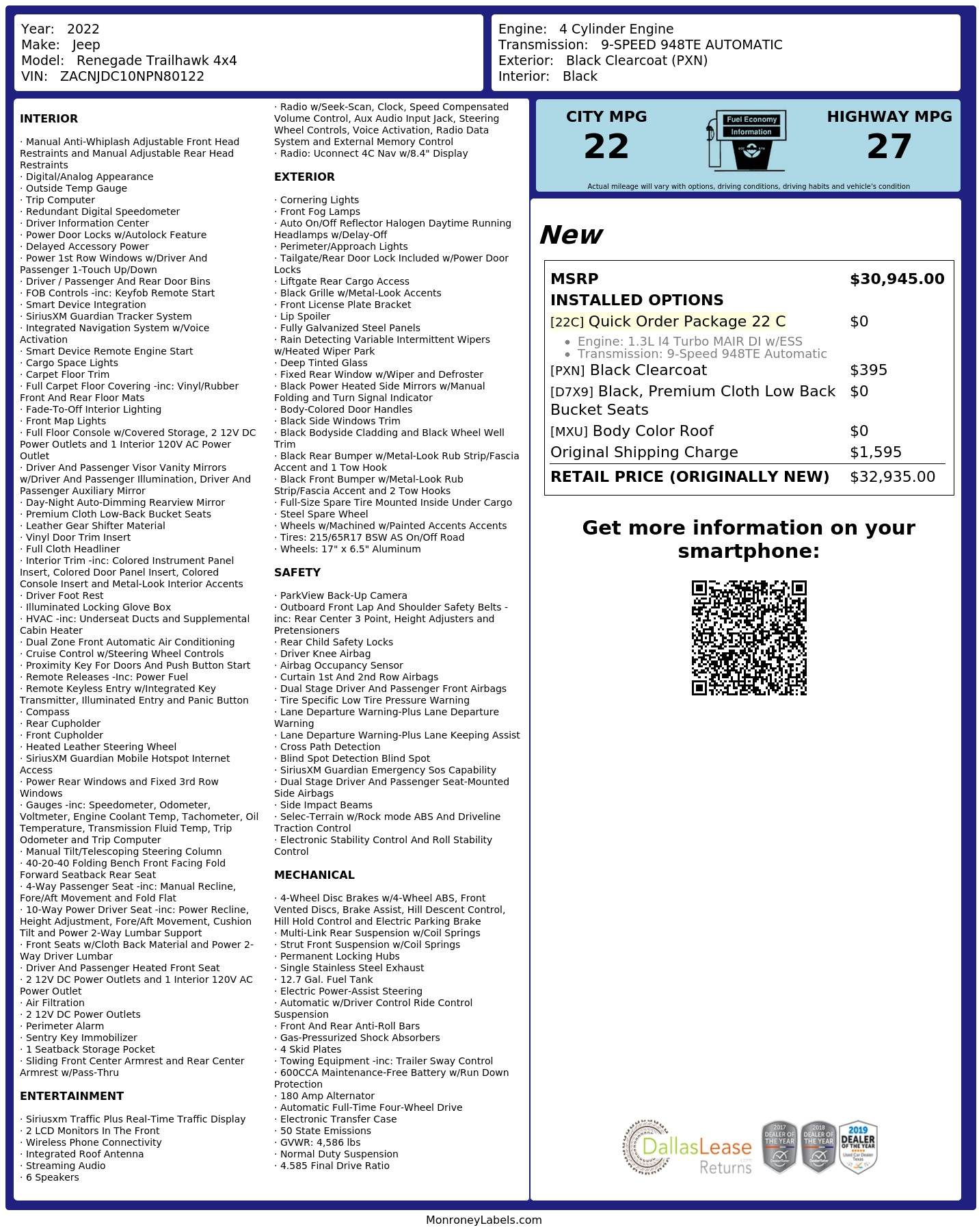 Monroney Label