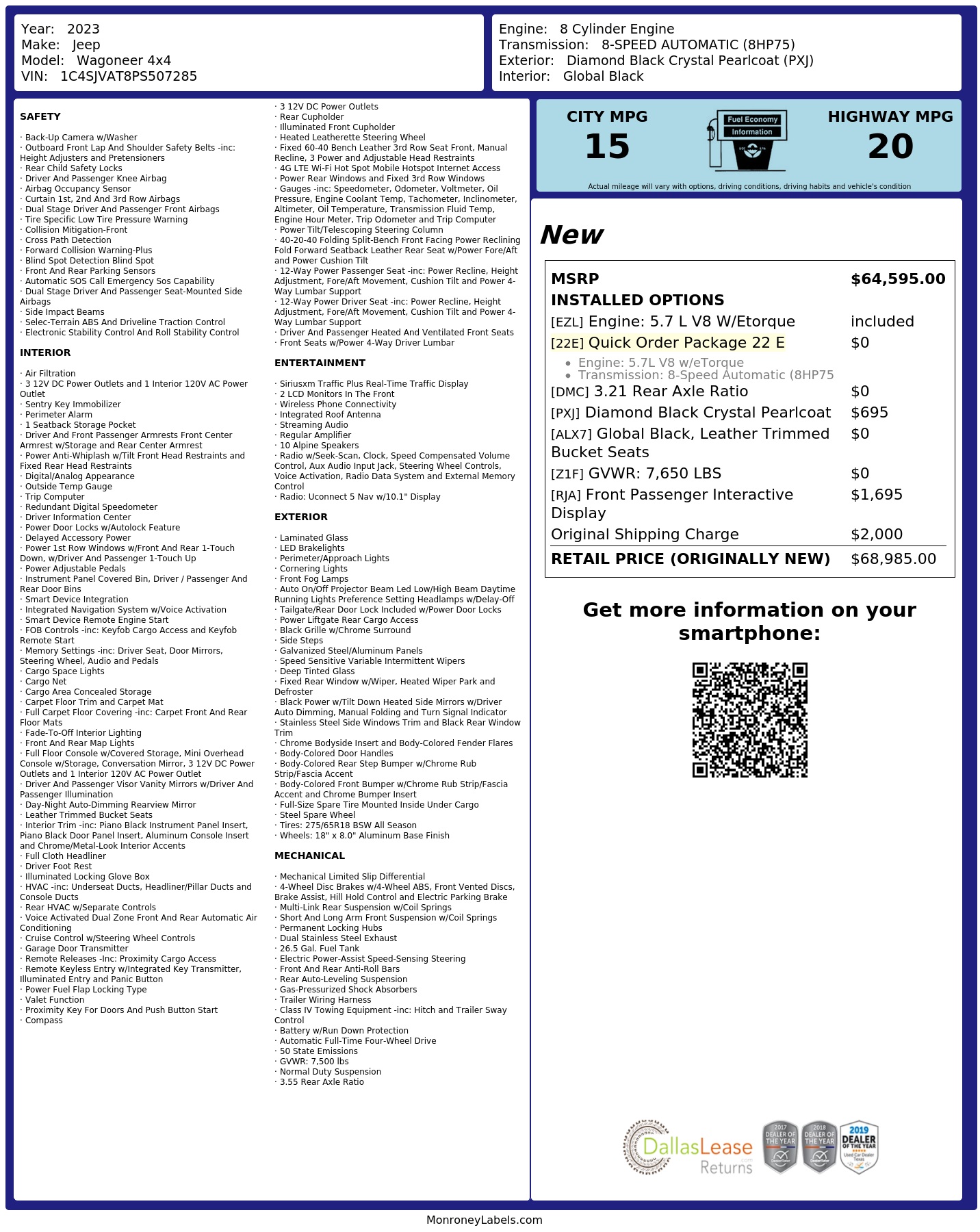 Monroney Label