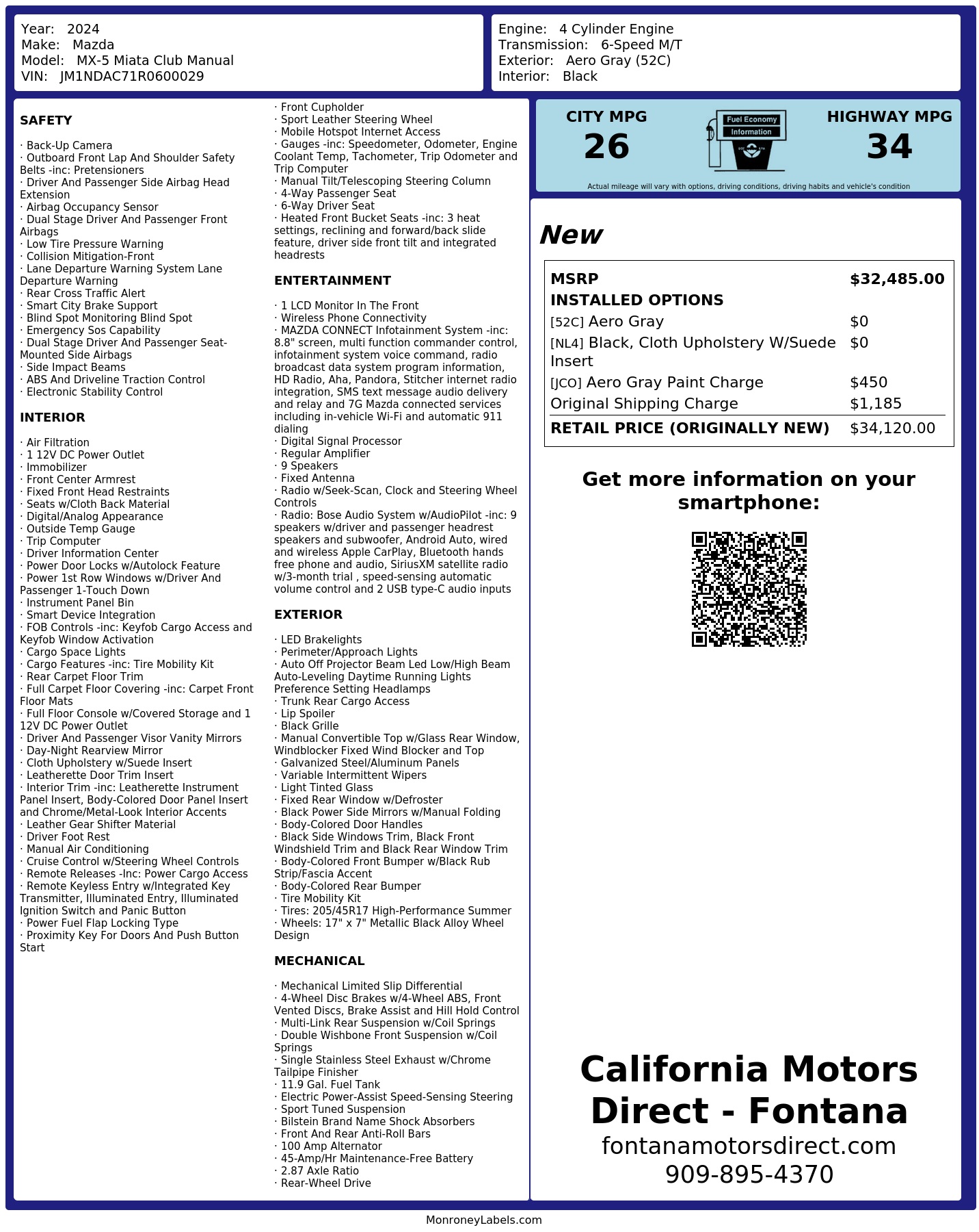 Monroney Label