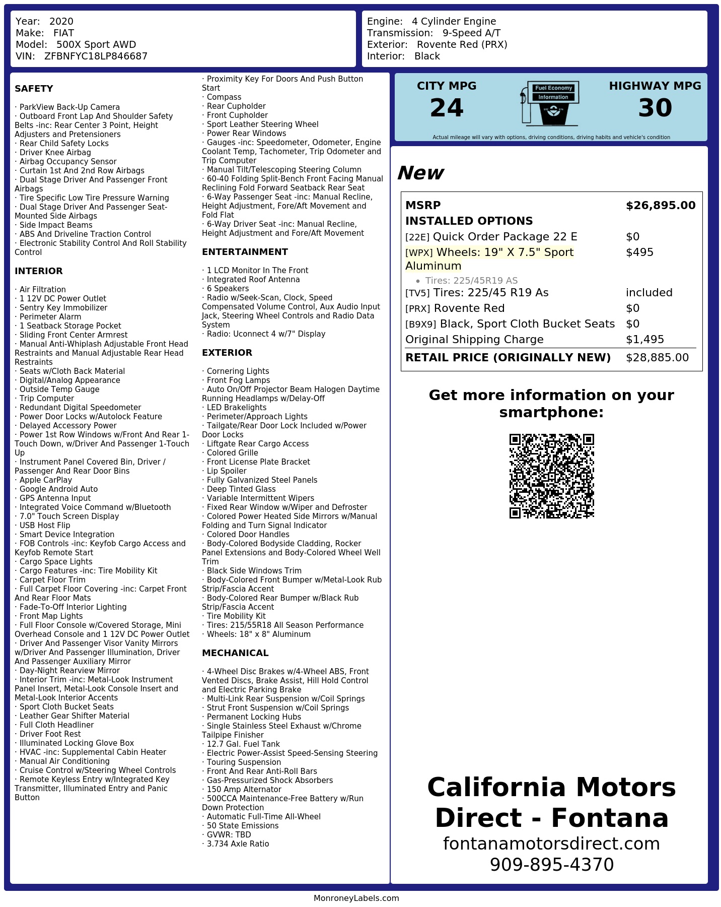 Monroney Label