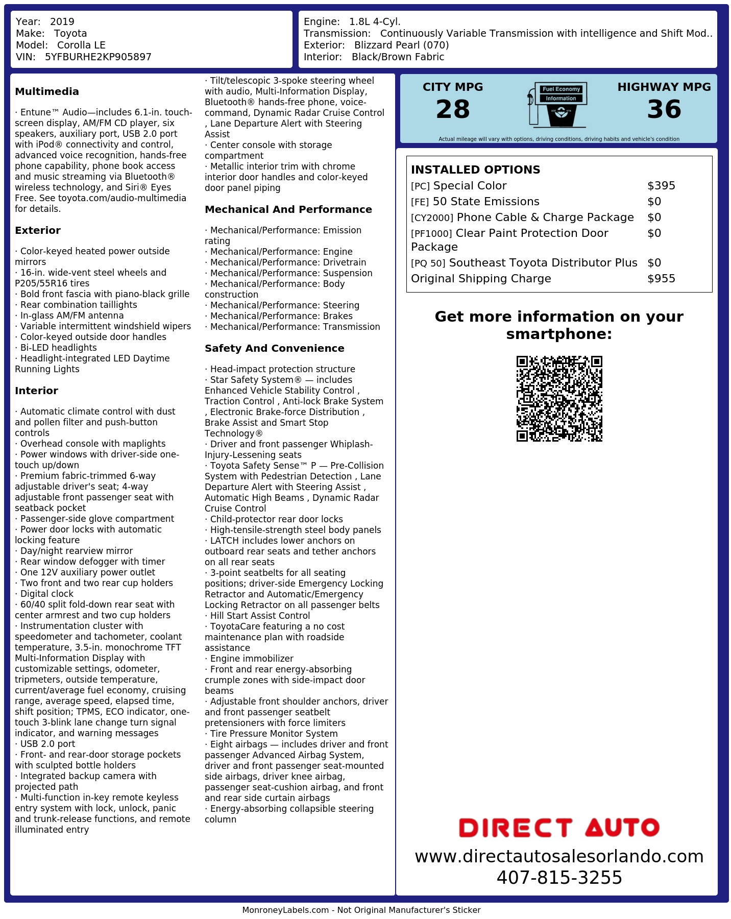 Monroney Label