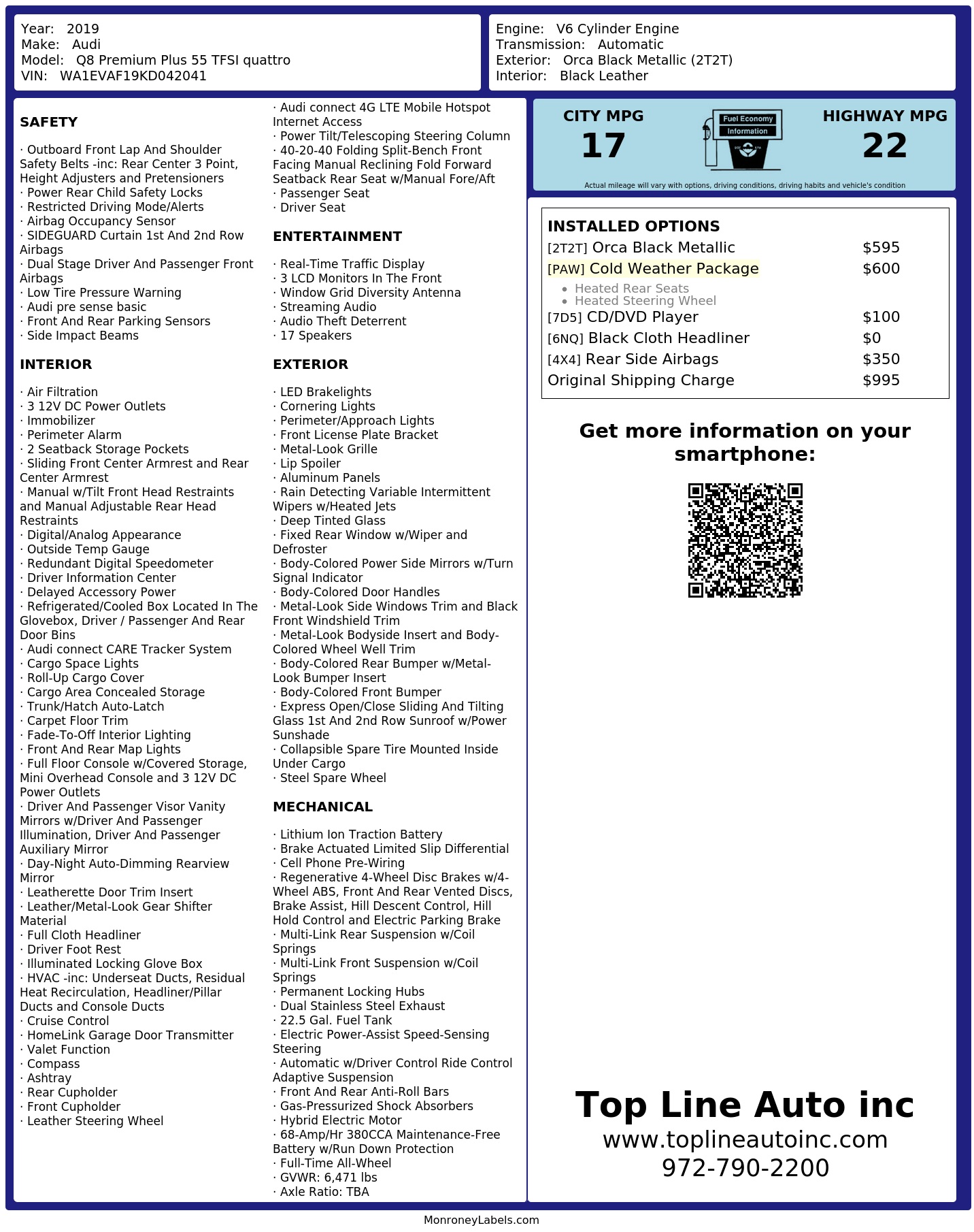 Monroney Label