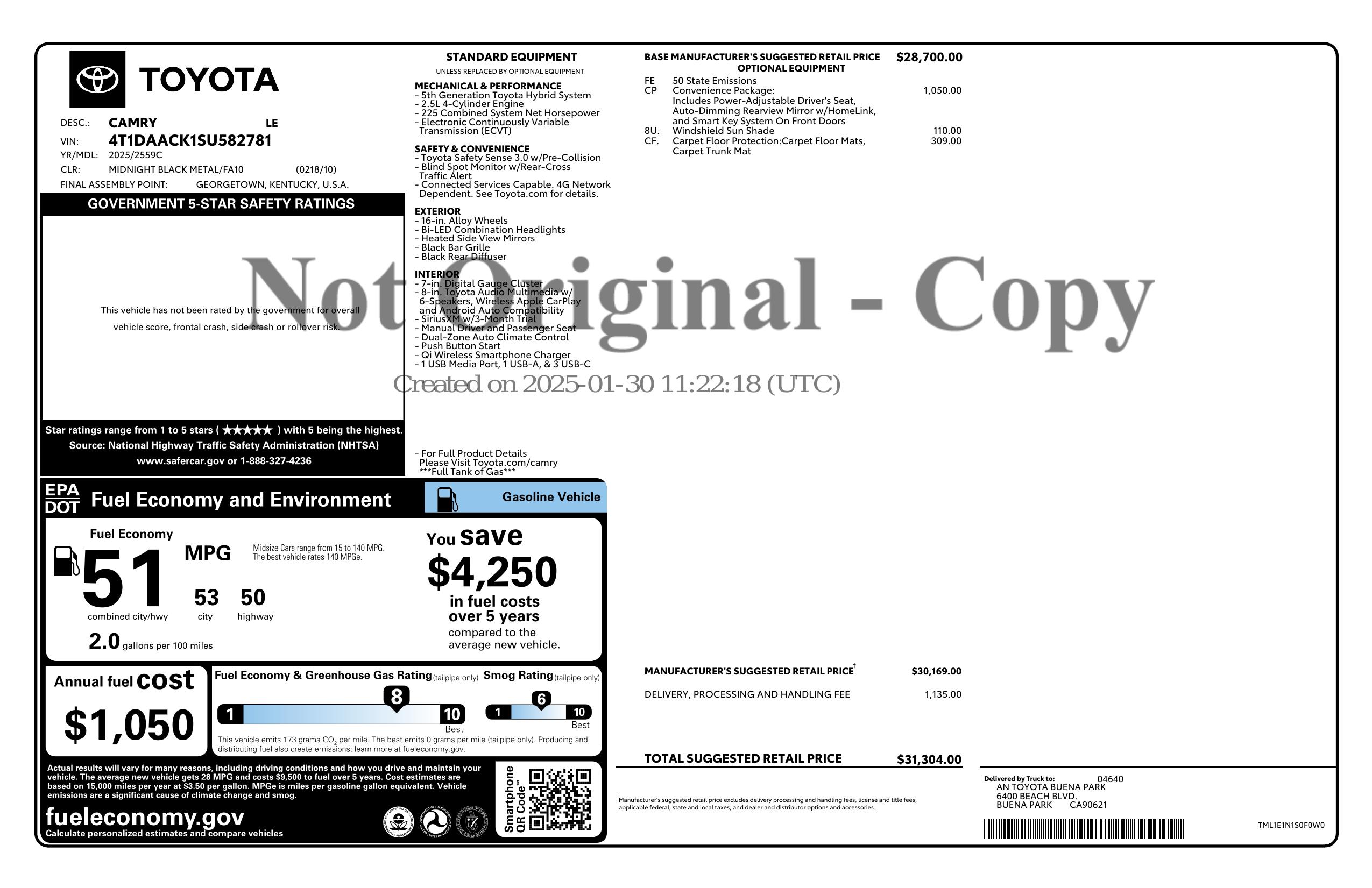Monroney Label