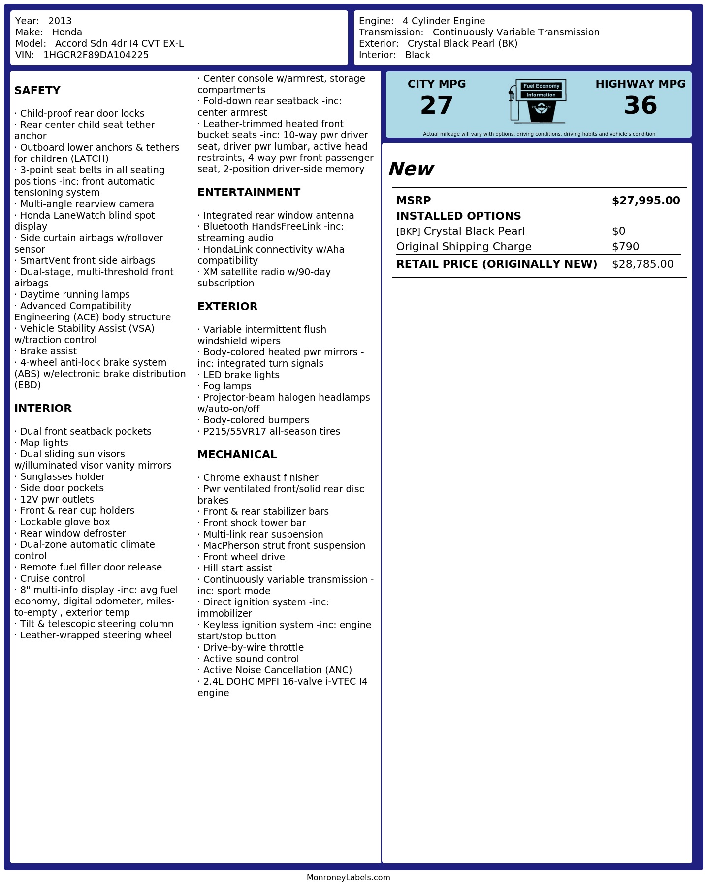Monroney Label