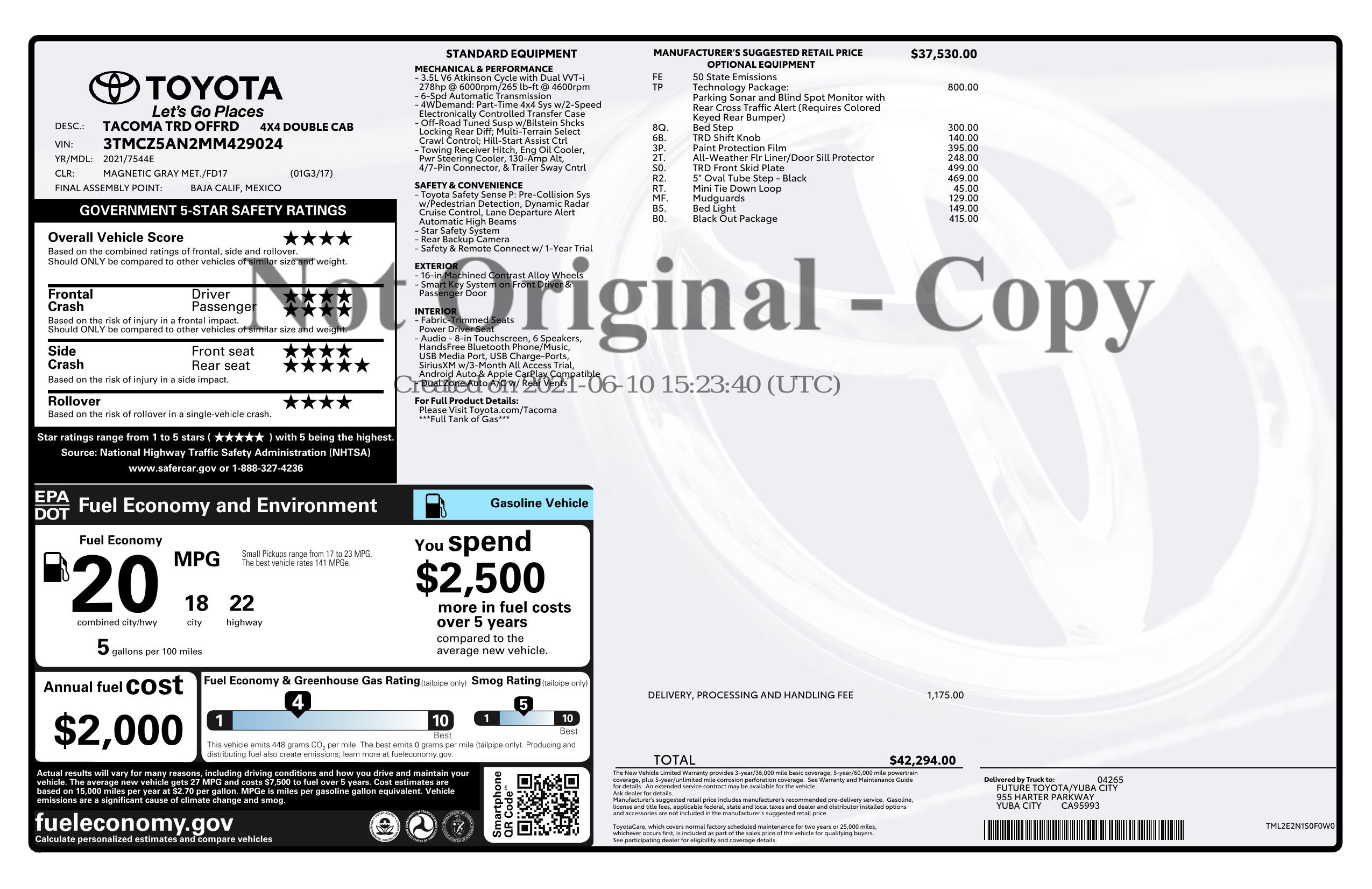 Monroney Label