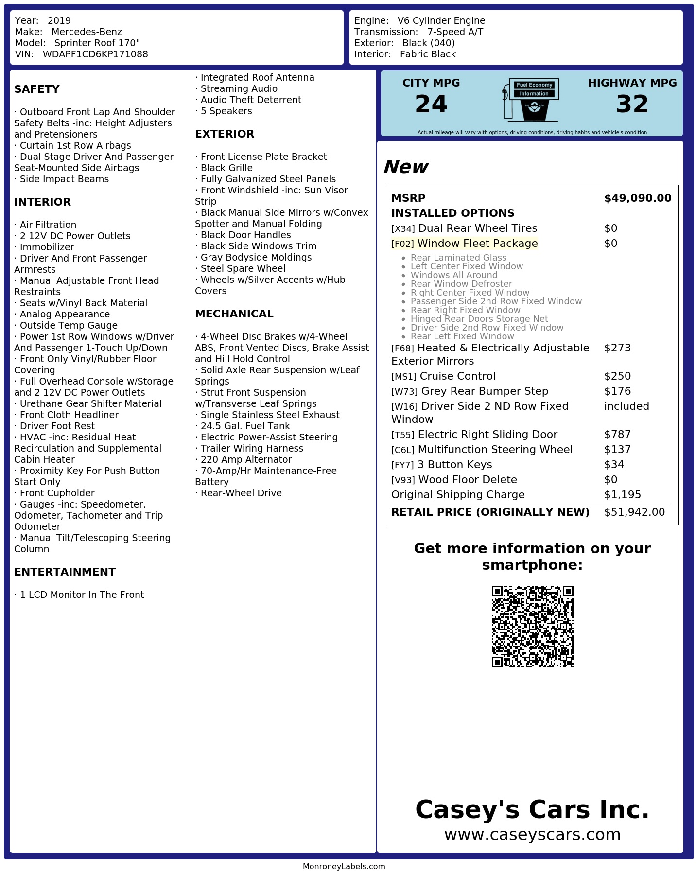 Monroney Label