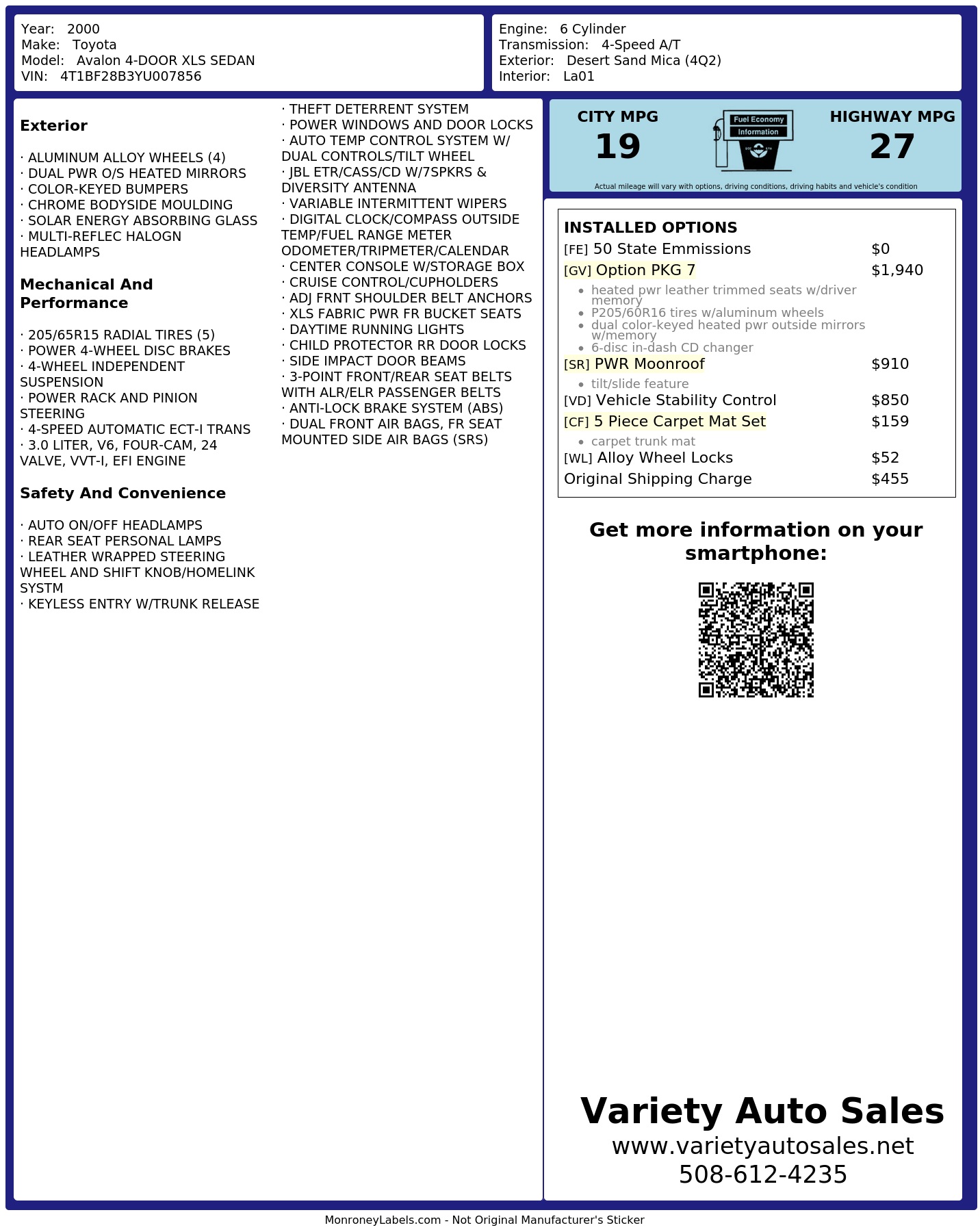 Monroney Label