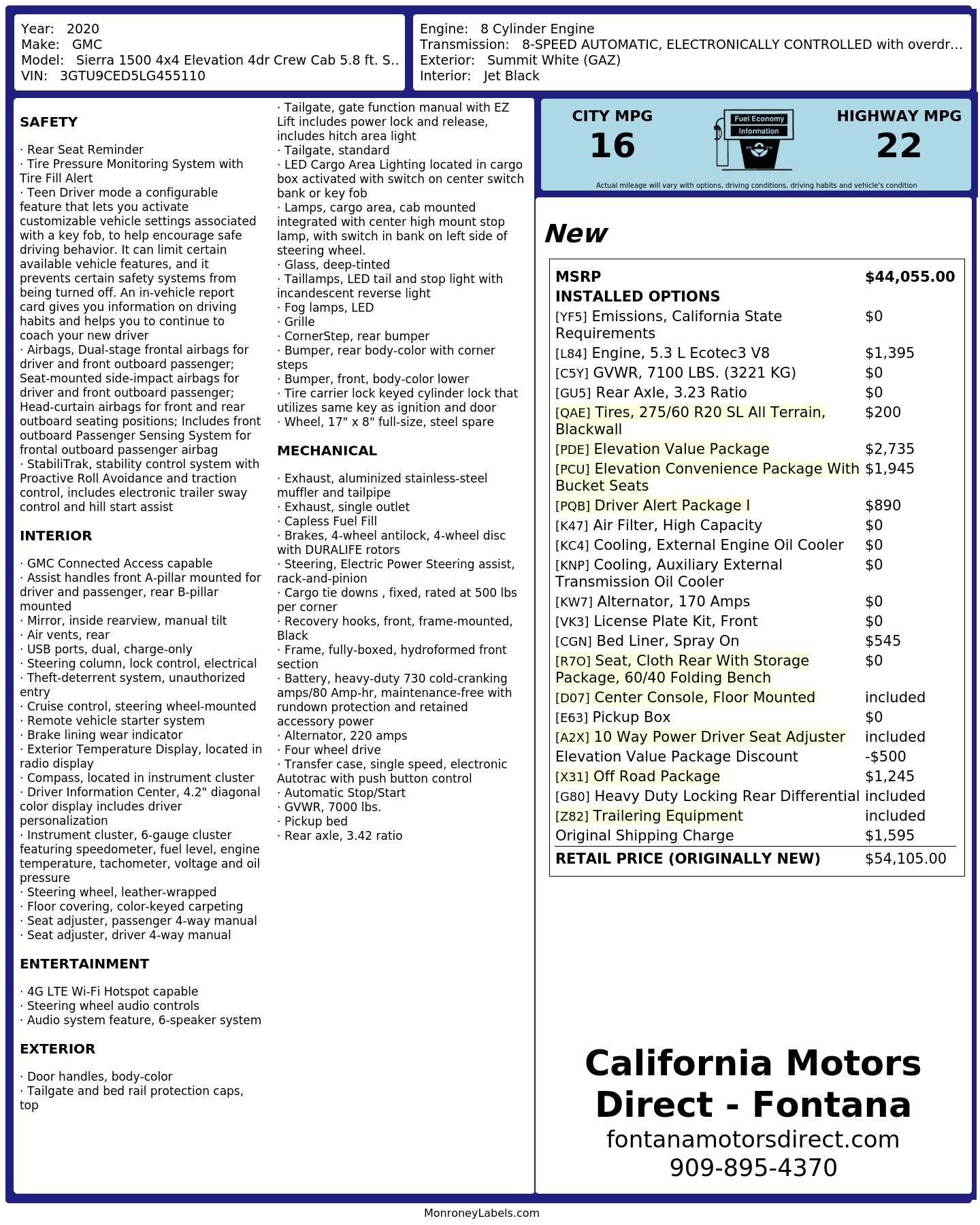 Monroney Label
