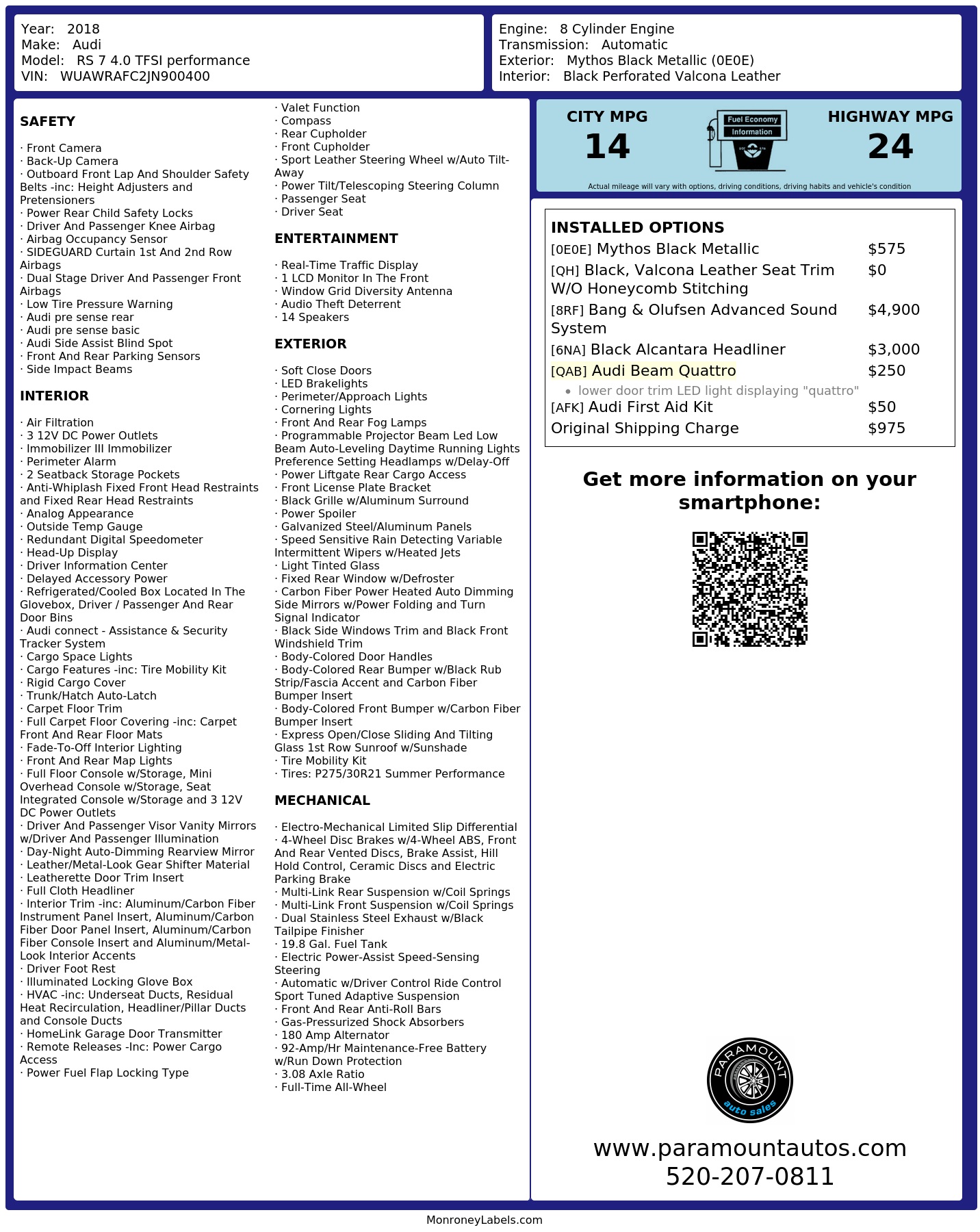 Monroney Label