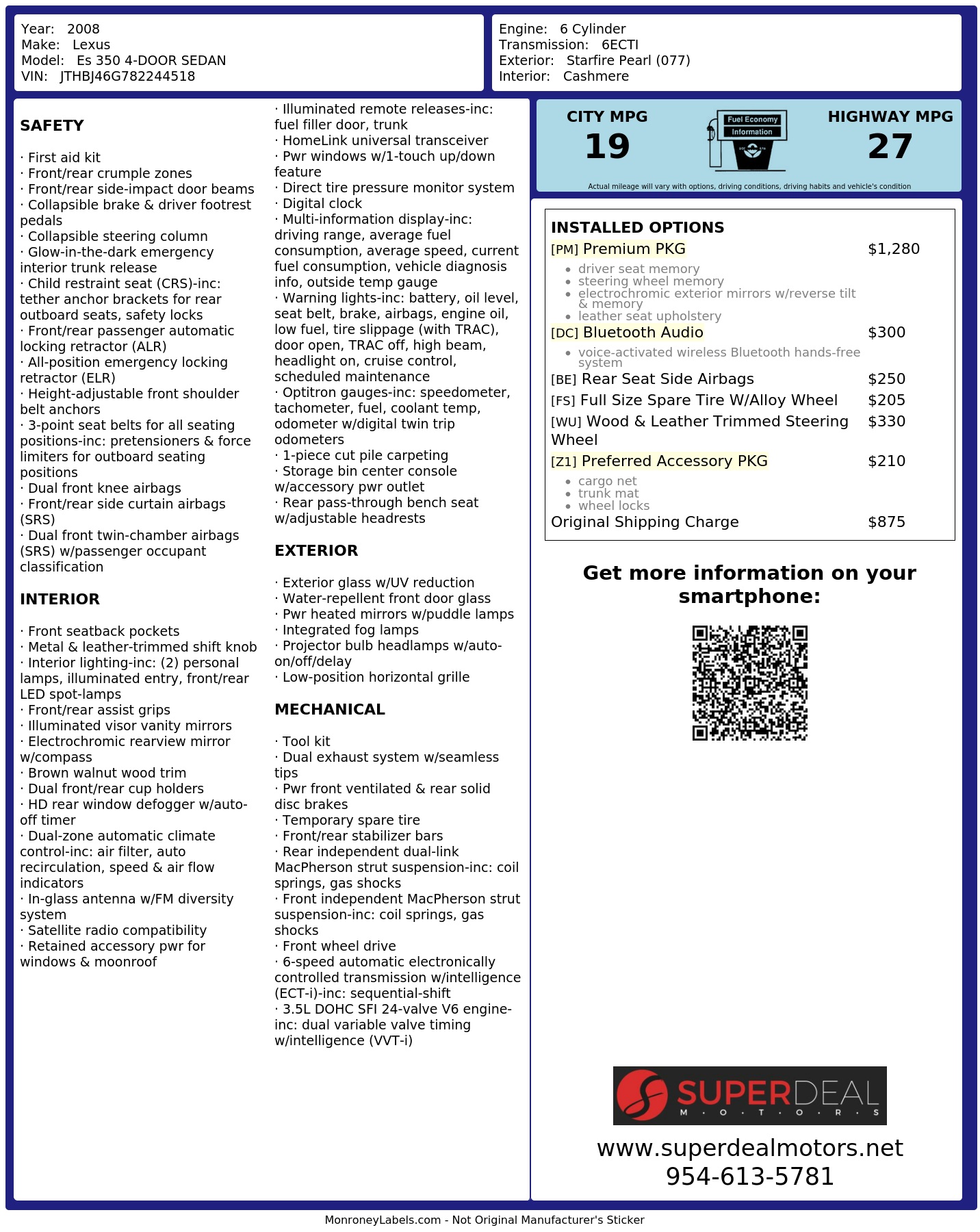 Monroney Label