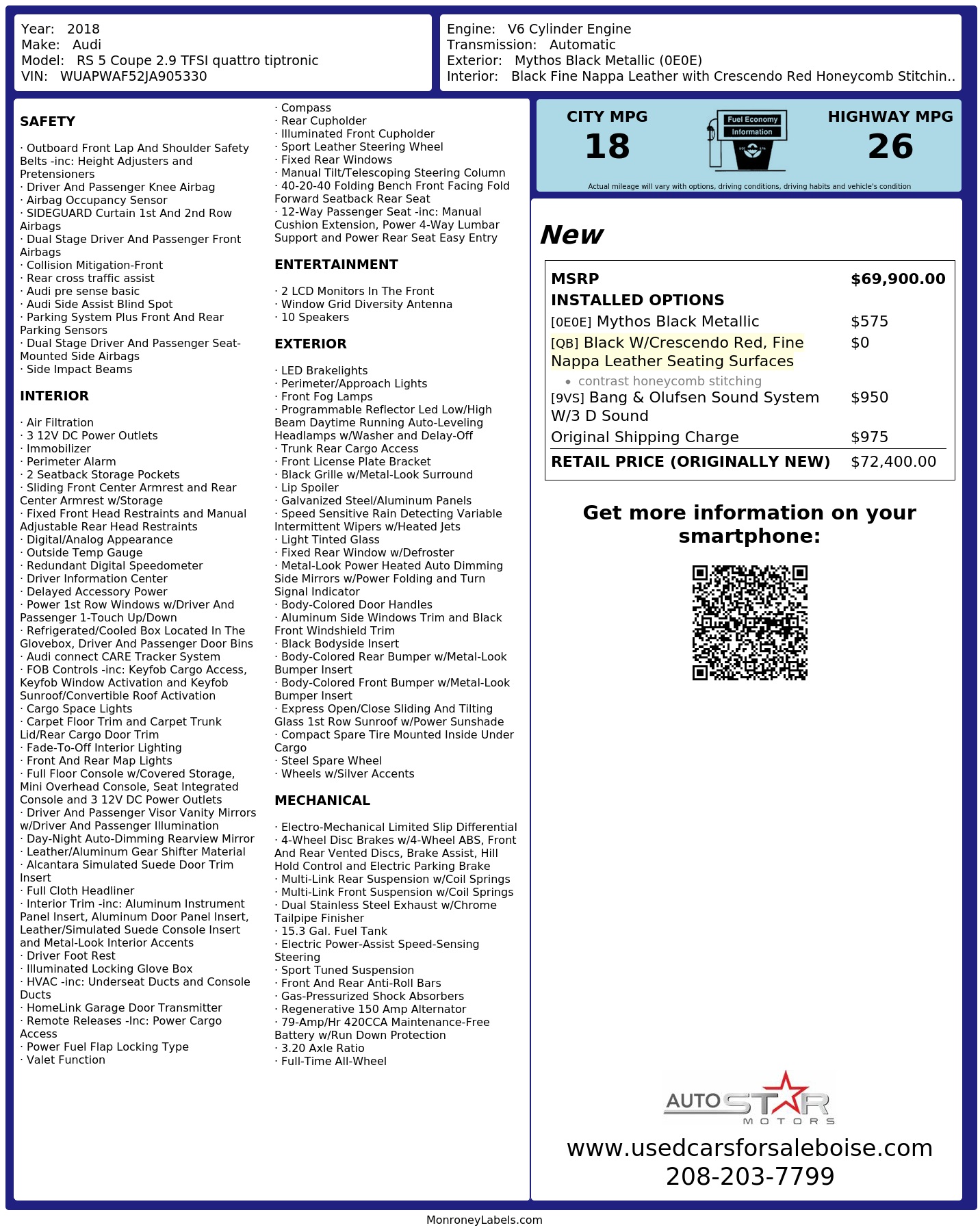 Monroney Label