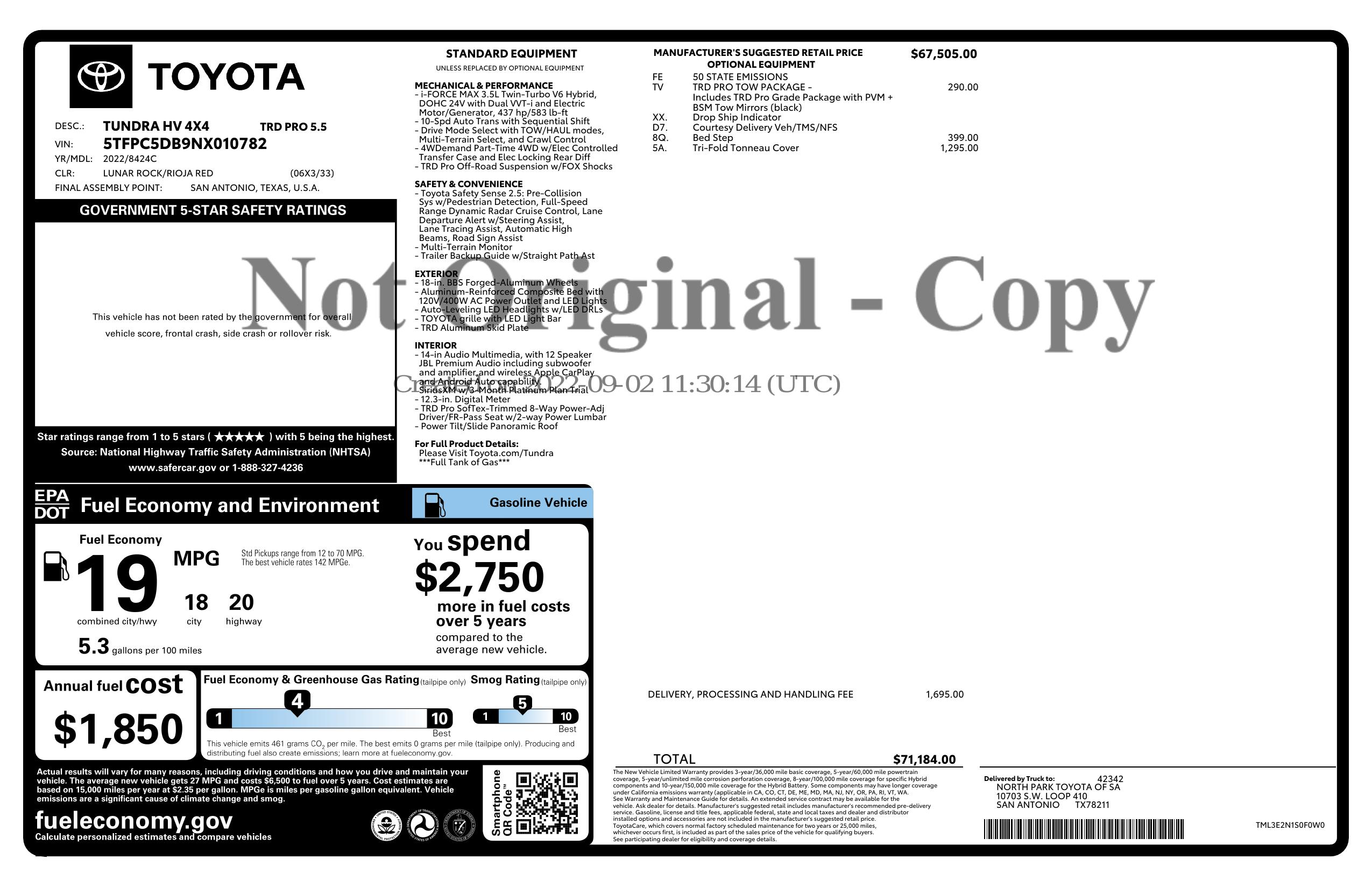 Monroney Label