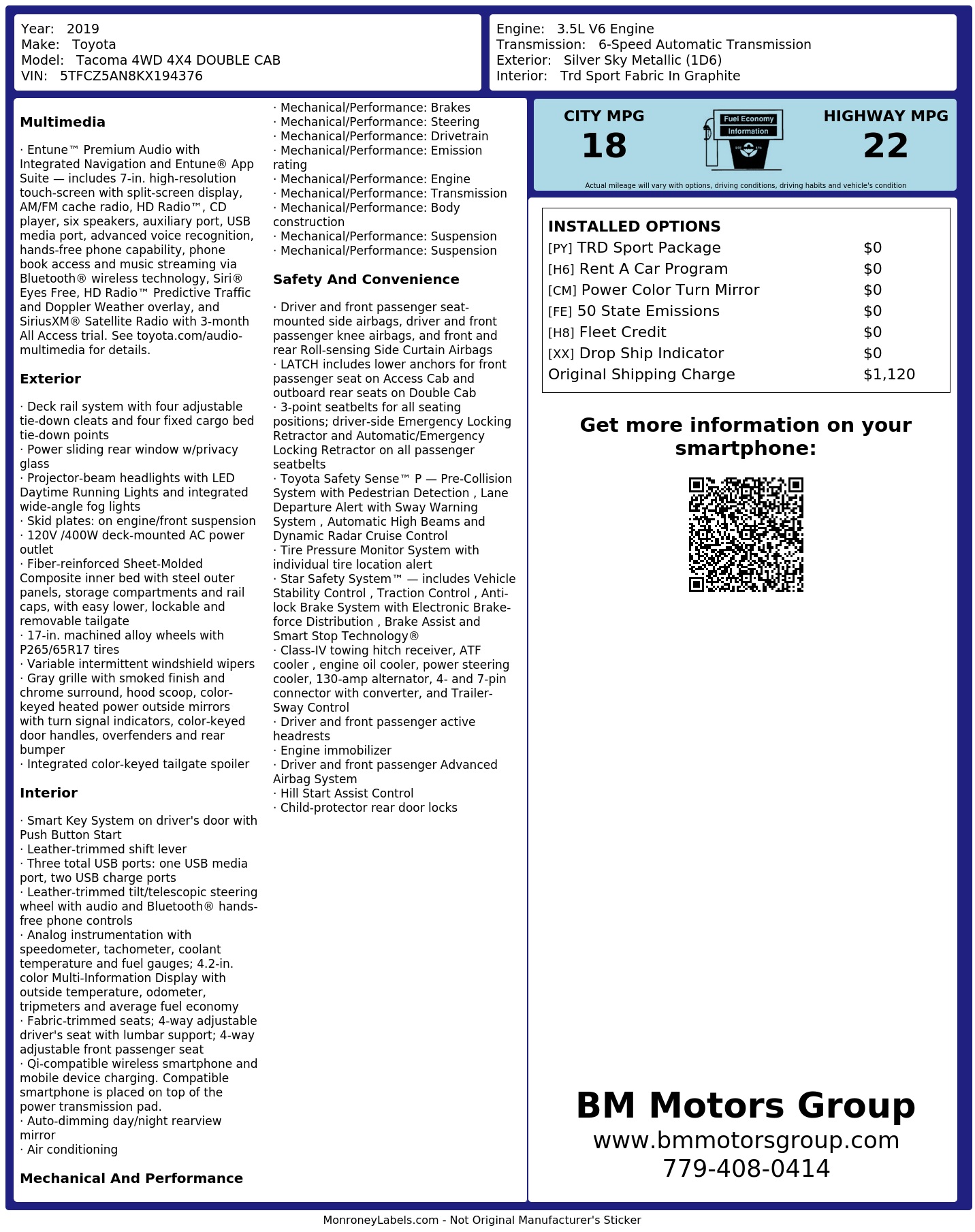 Monroney Label