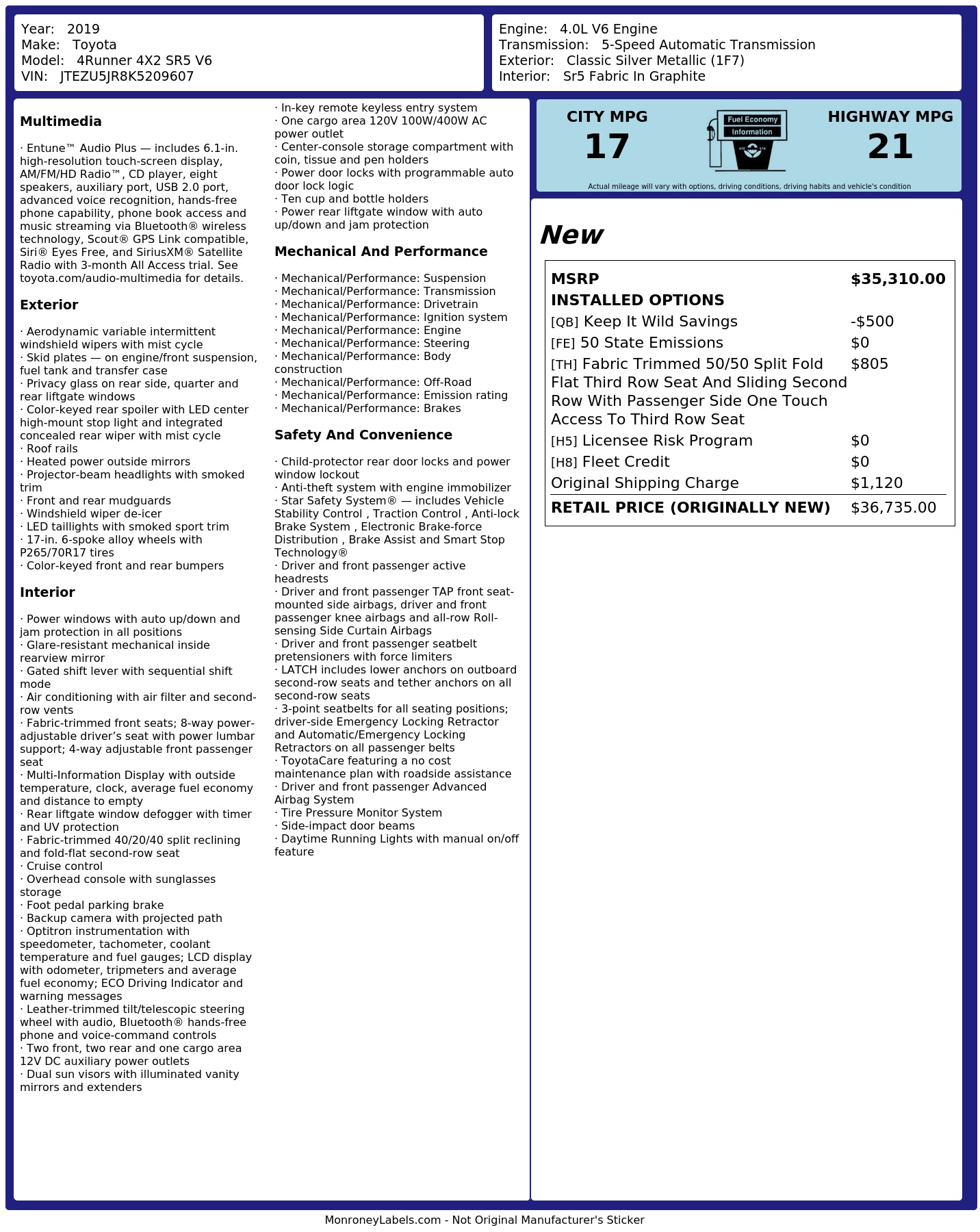 Monroney Label