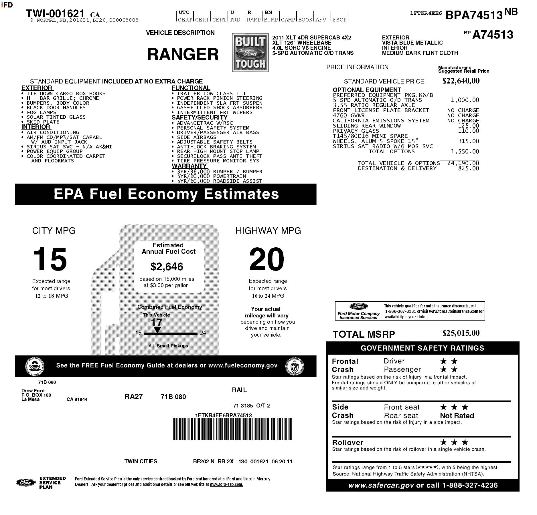 Monroney Label