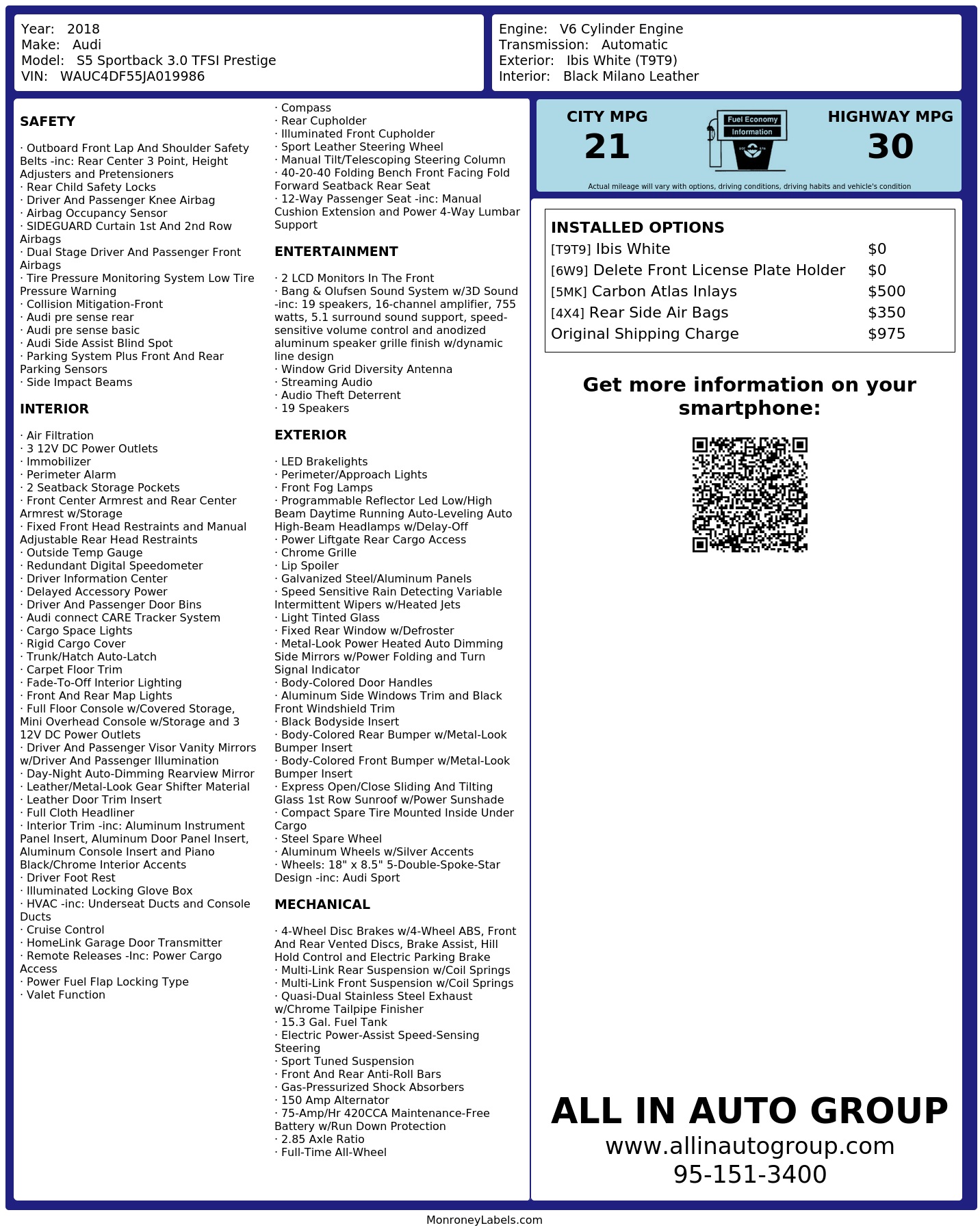 Monroney Label