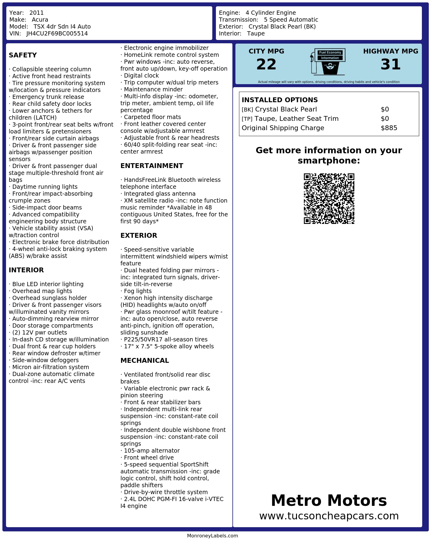 Monroney Label