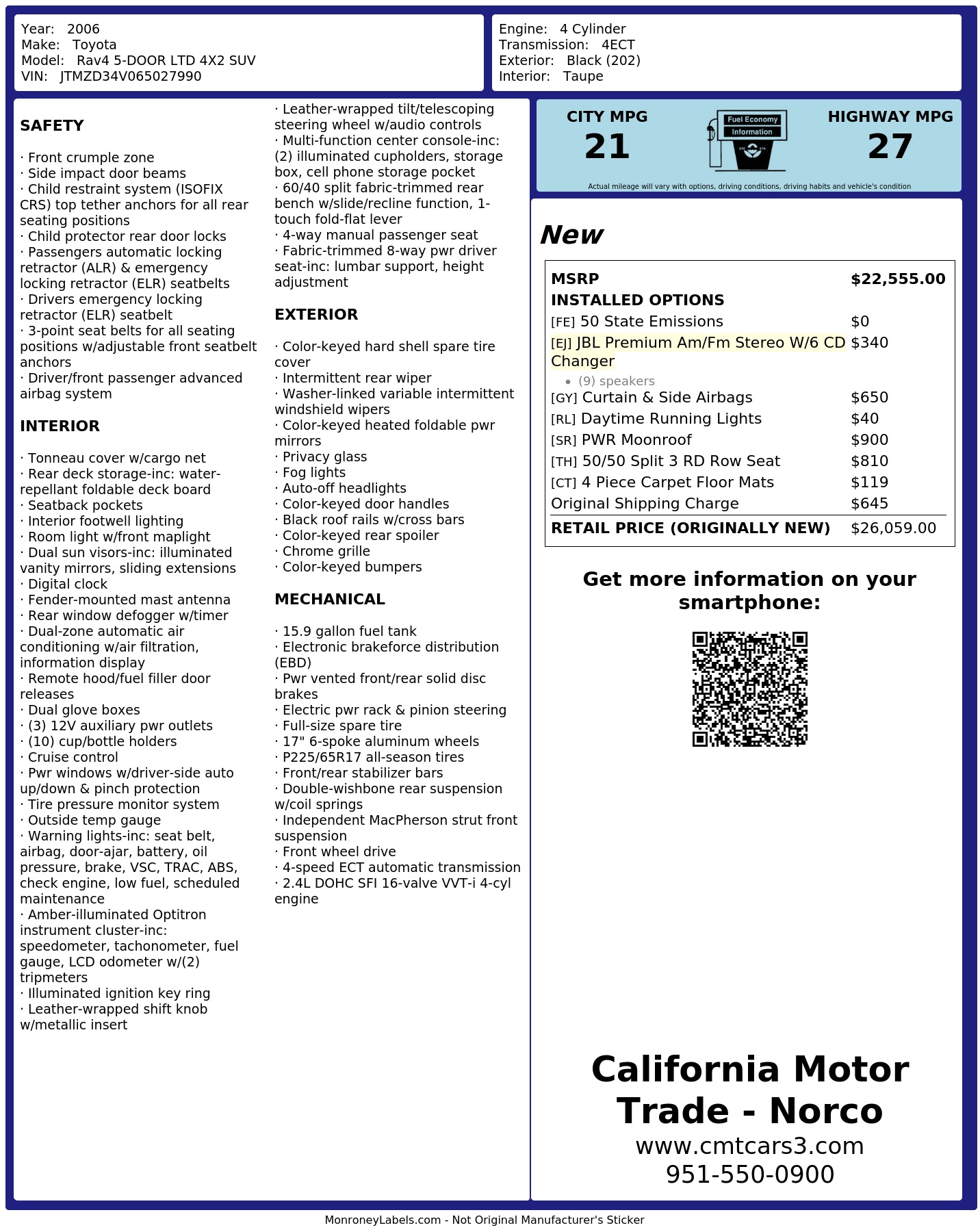 Monroney Label