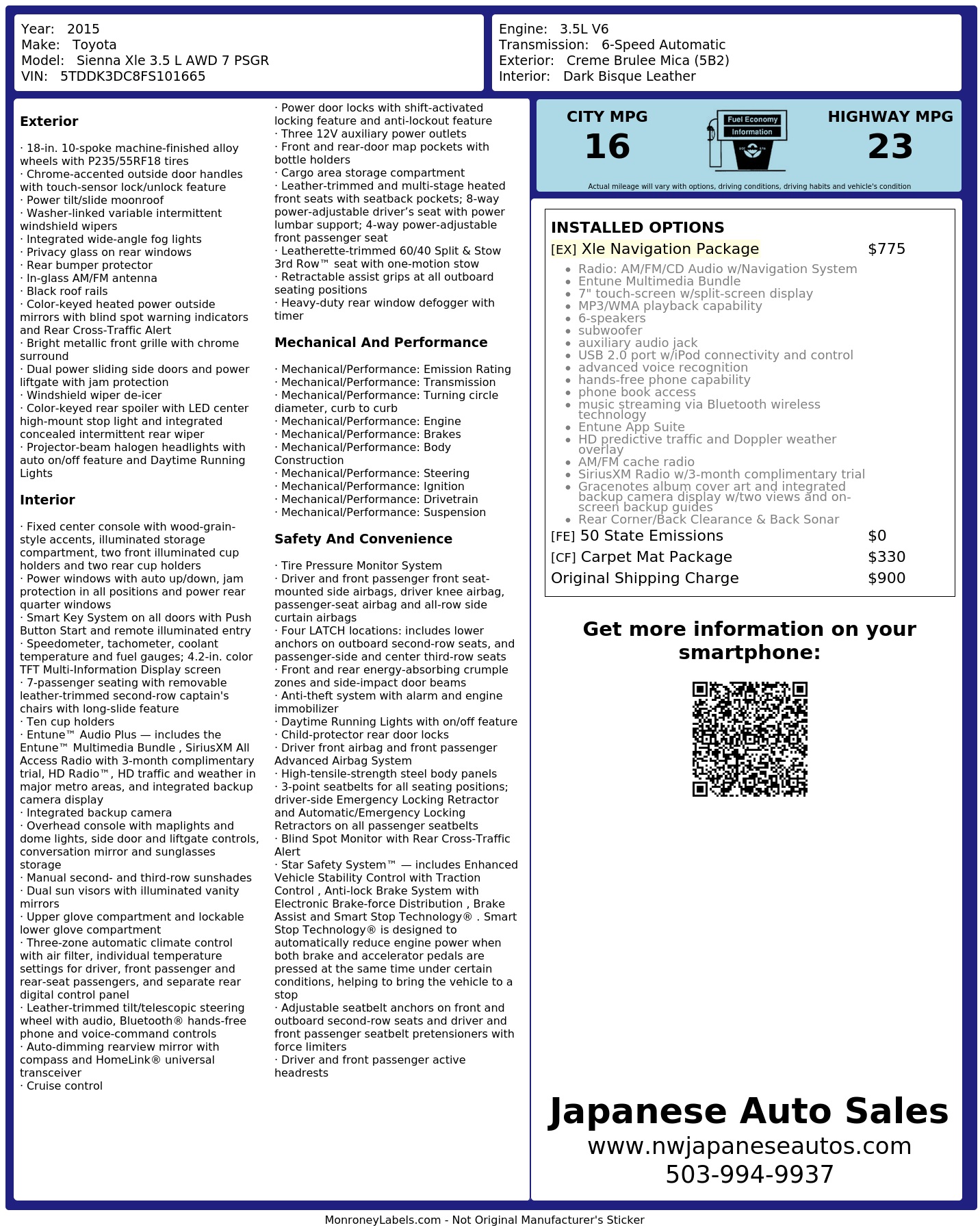 Monroney Label