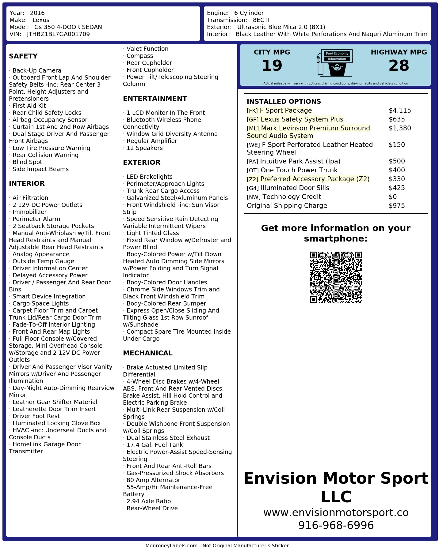 Monroney Label