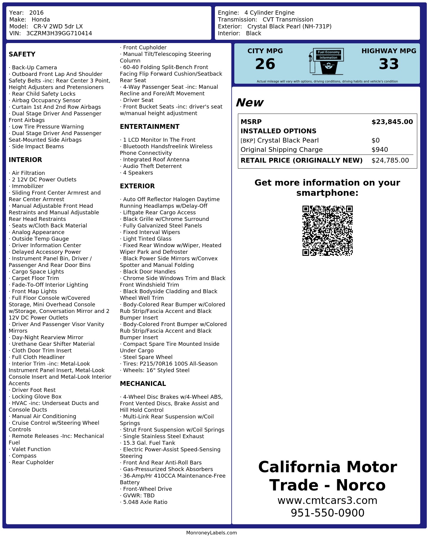 Monroney Label