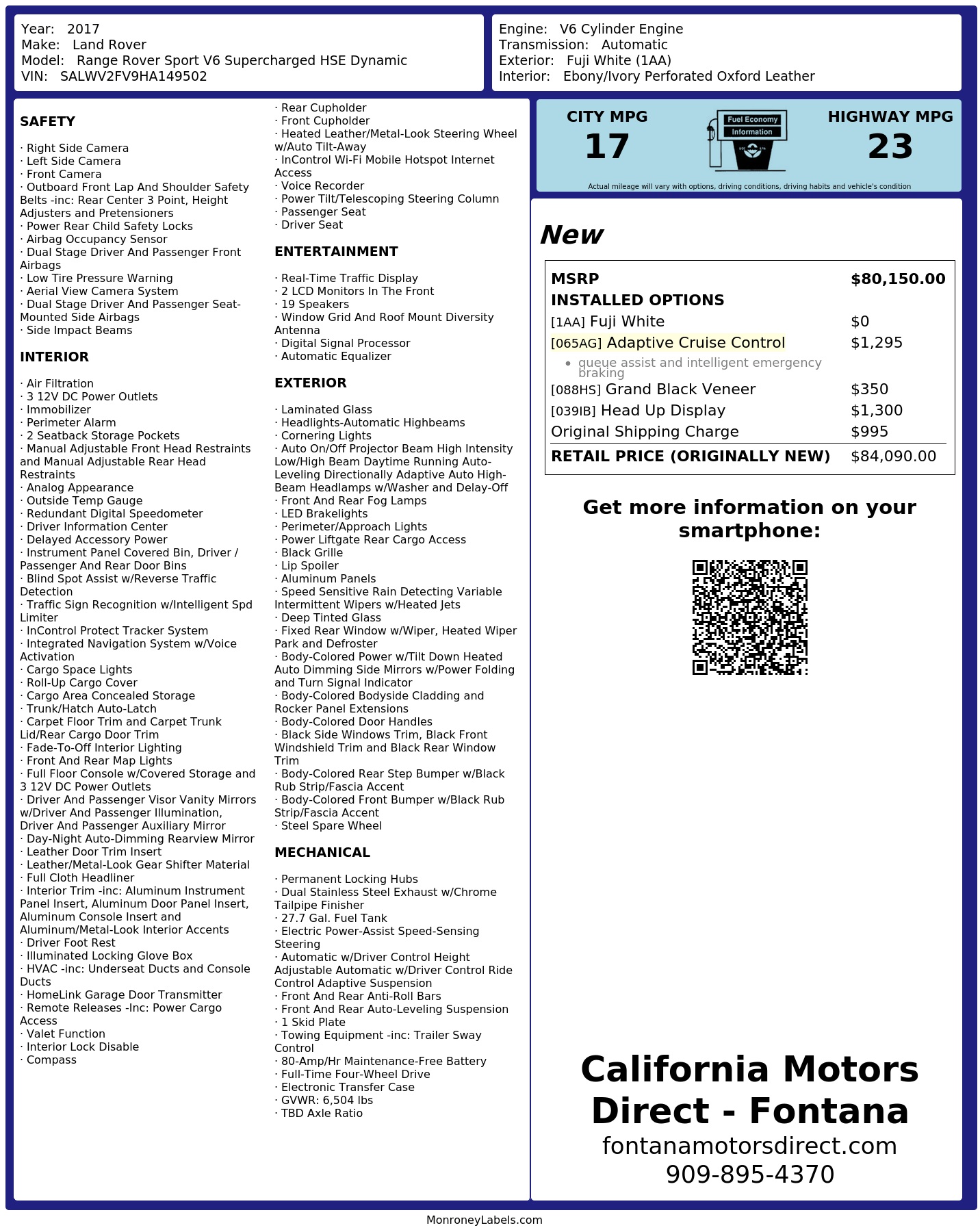 Monroney Label