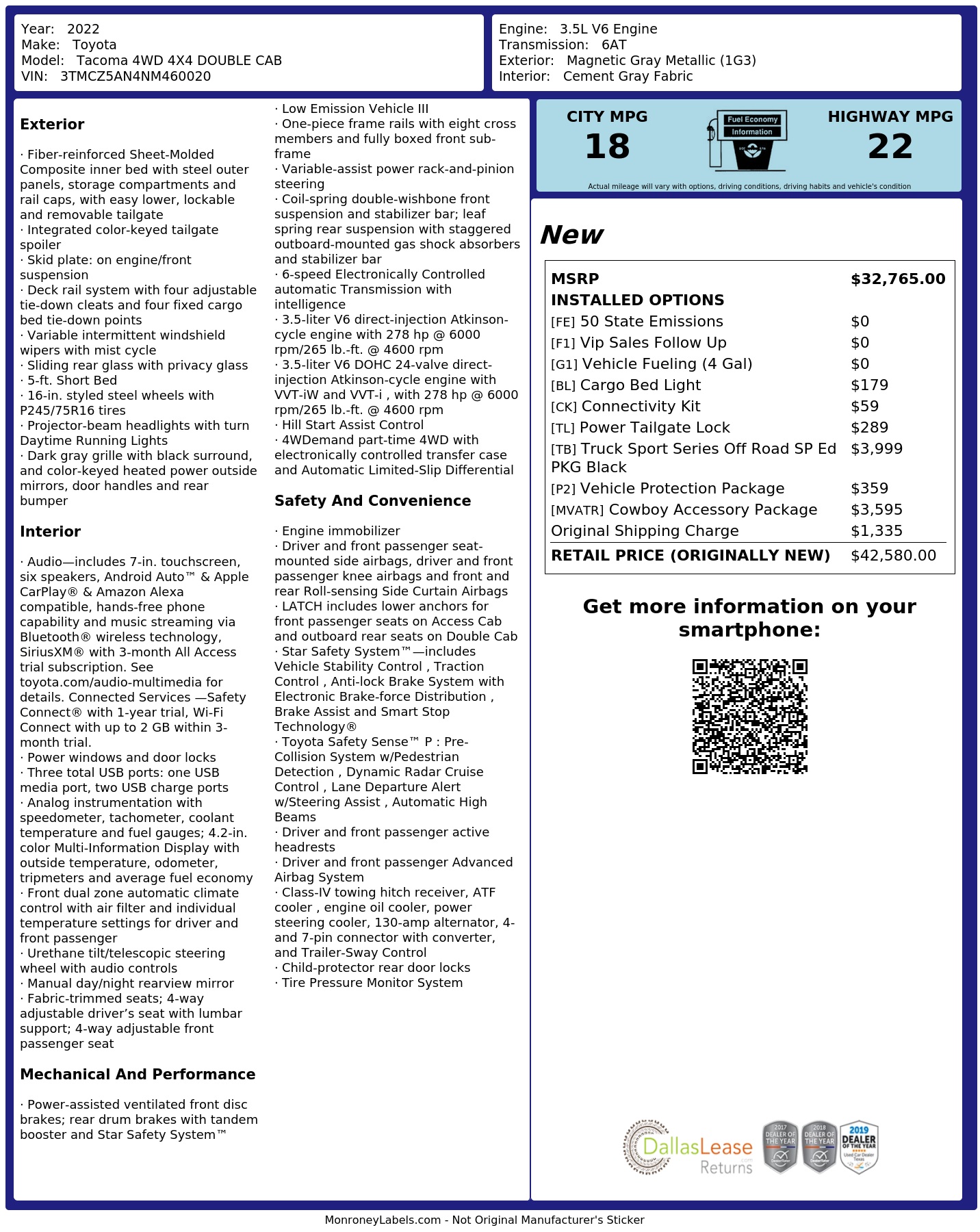 Monroney Label