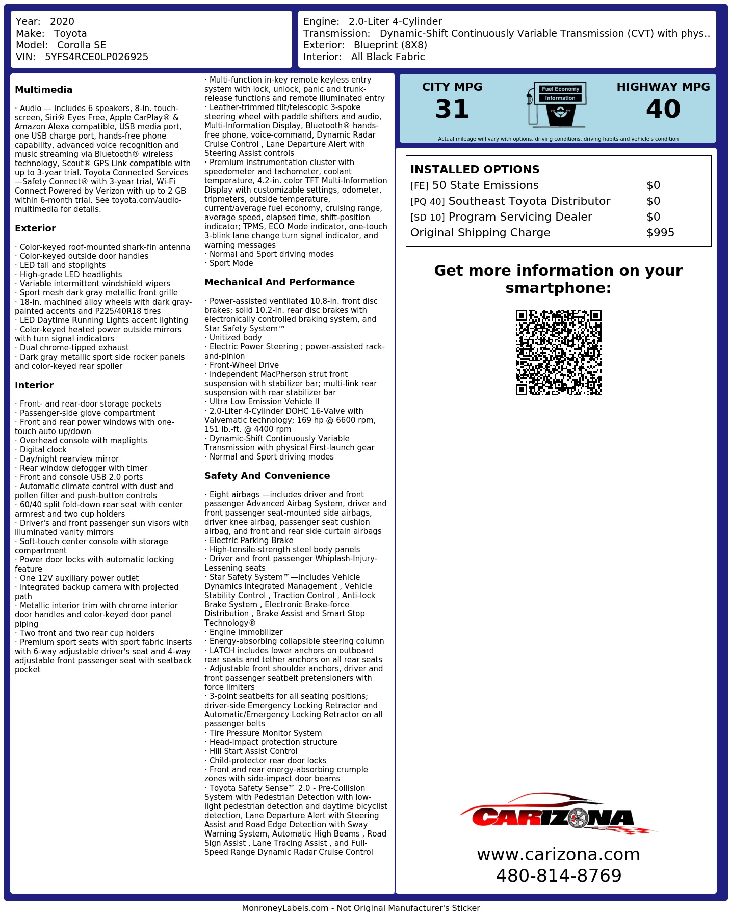 Monroney Label
