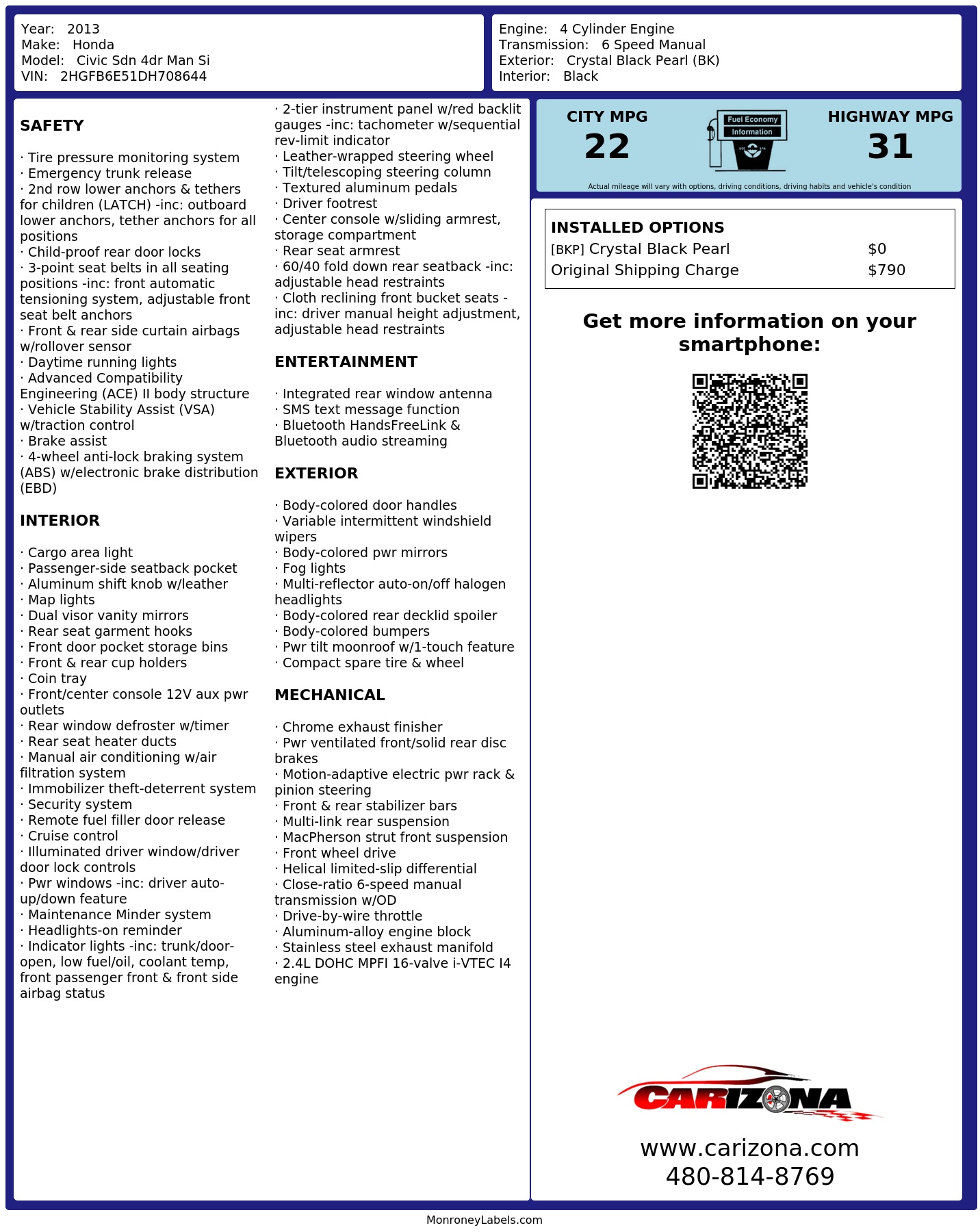 Monroney Label